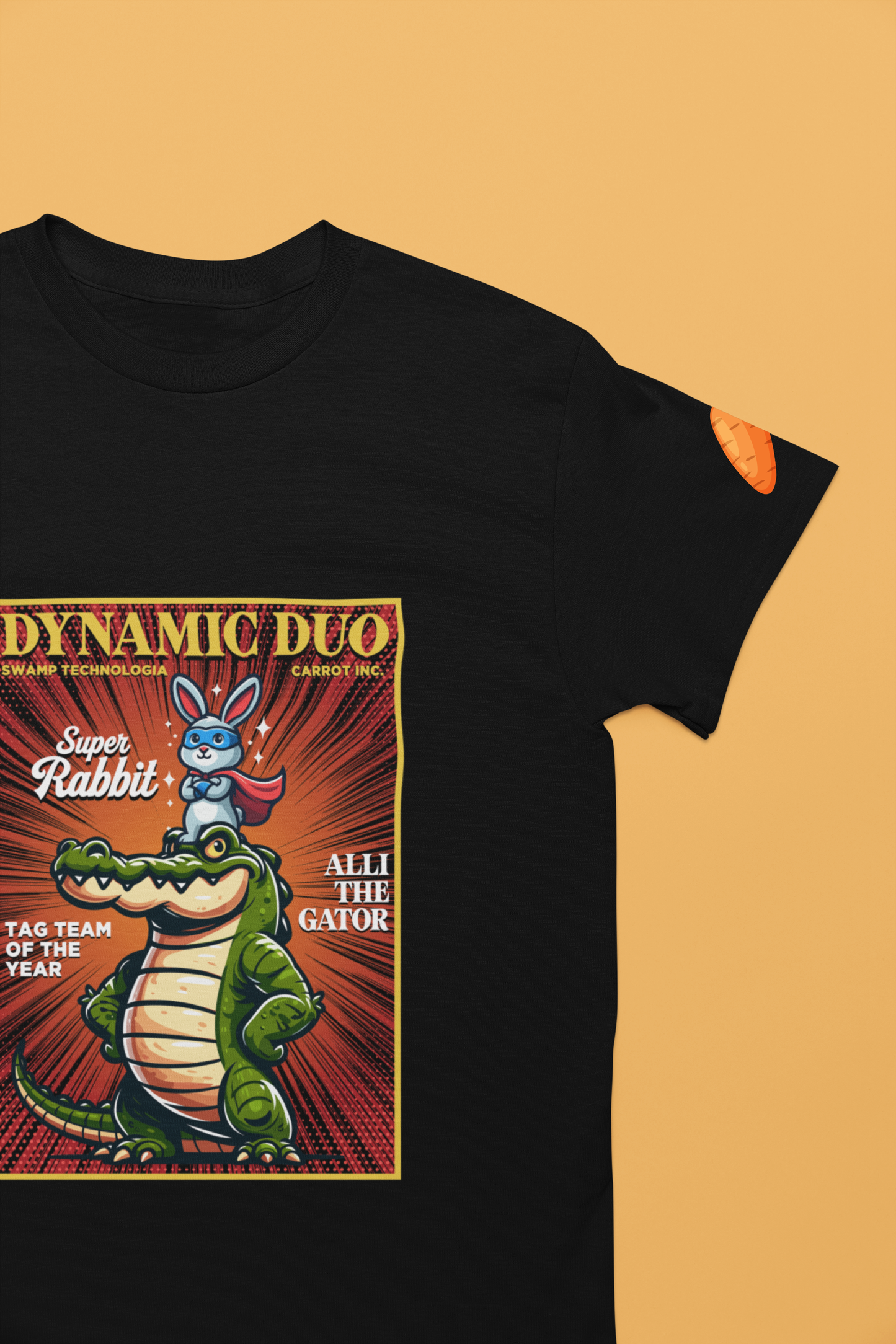 Dynamic Duo Rabbit Alligator T-Shirt – Super Rabbit Alli the Gator Tag Team Graphic Tee