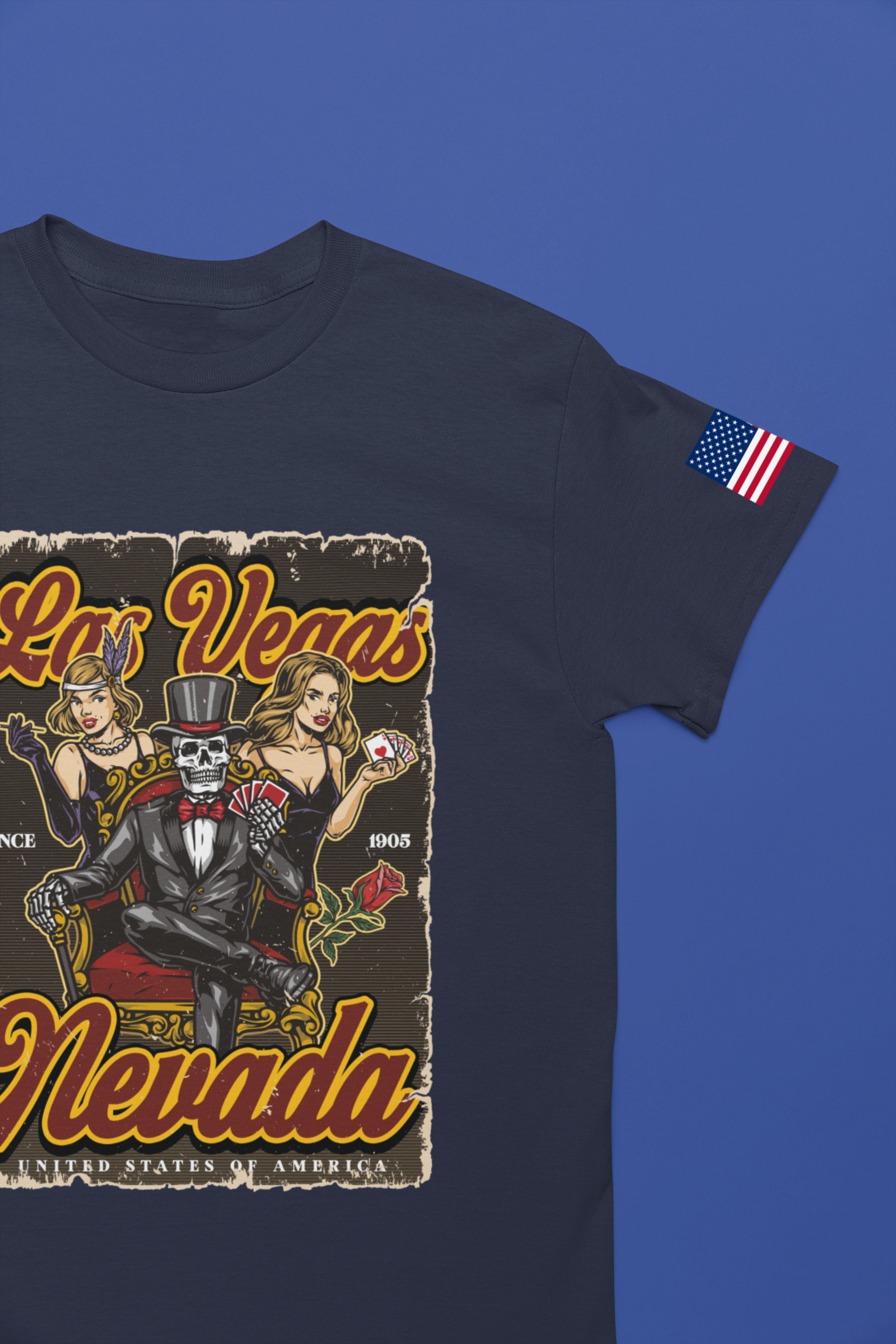 Las Vegas Nevada Since 1905 Vintage T-Shirt – Skeleton Showgirls Retro Casino Poster Tee