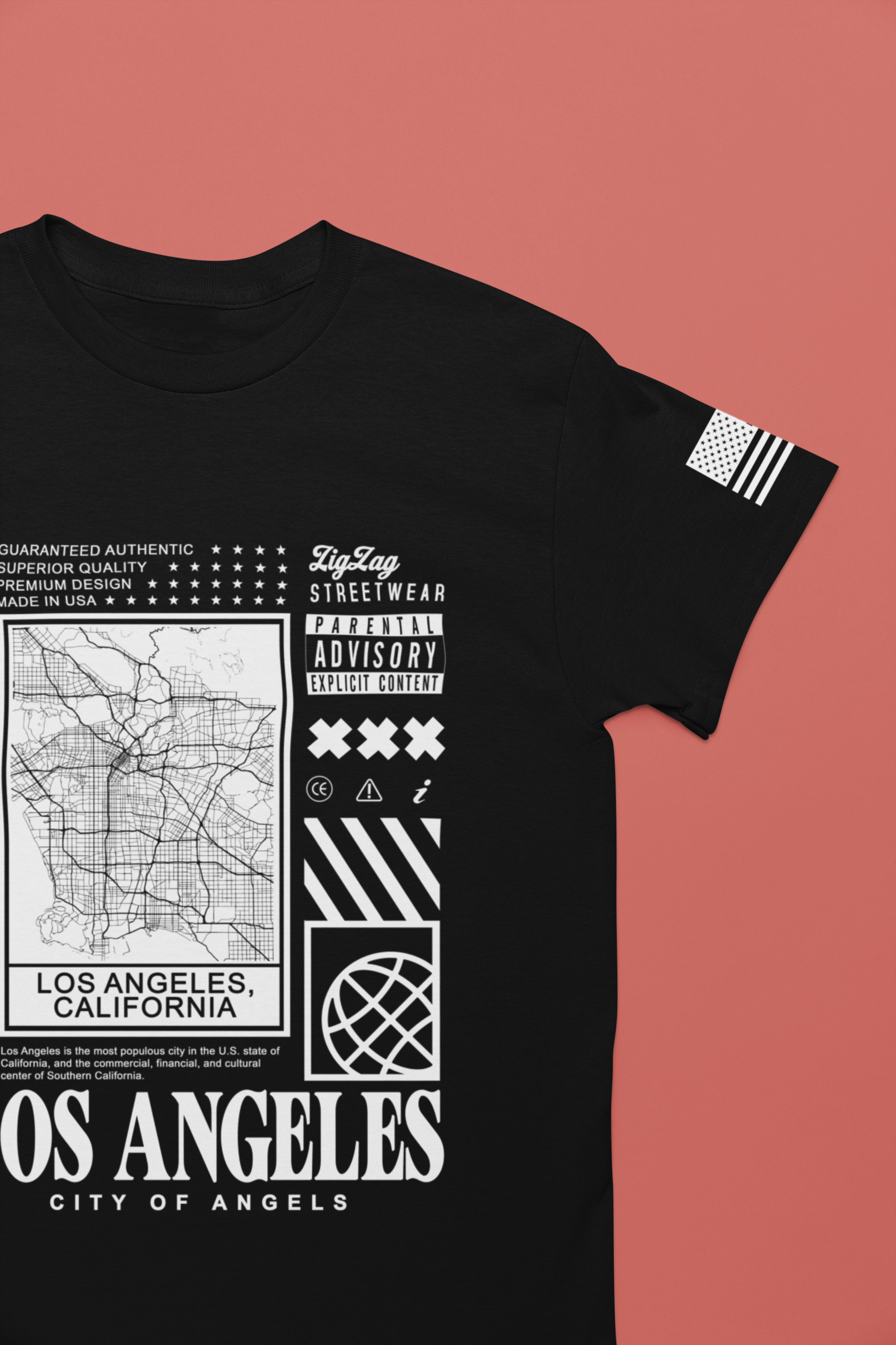 Los Angeles City of Angels T-Shirt – Limited Edition Urban Streetwear Map Graphic Tee