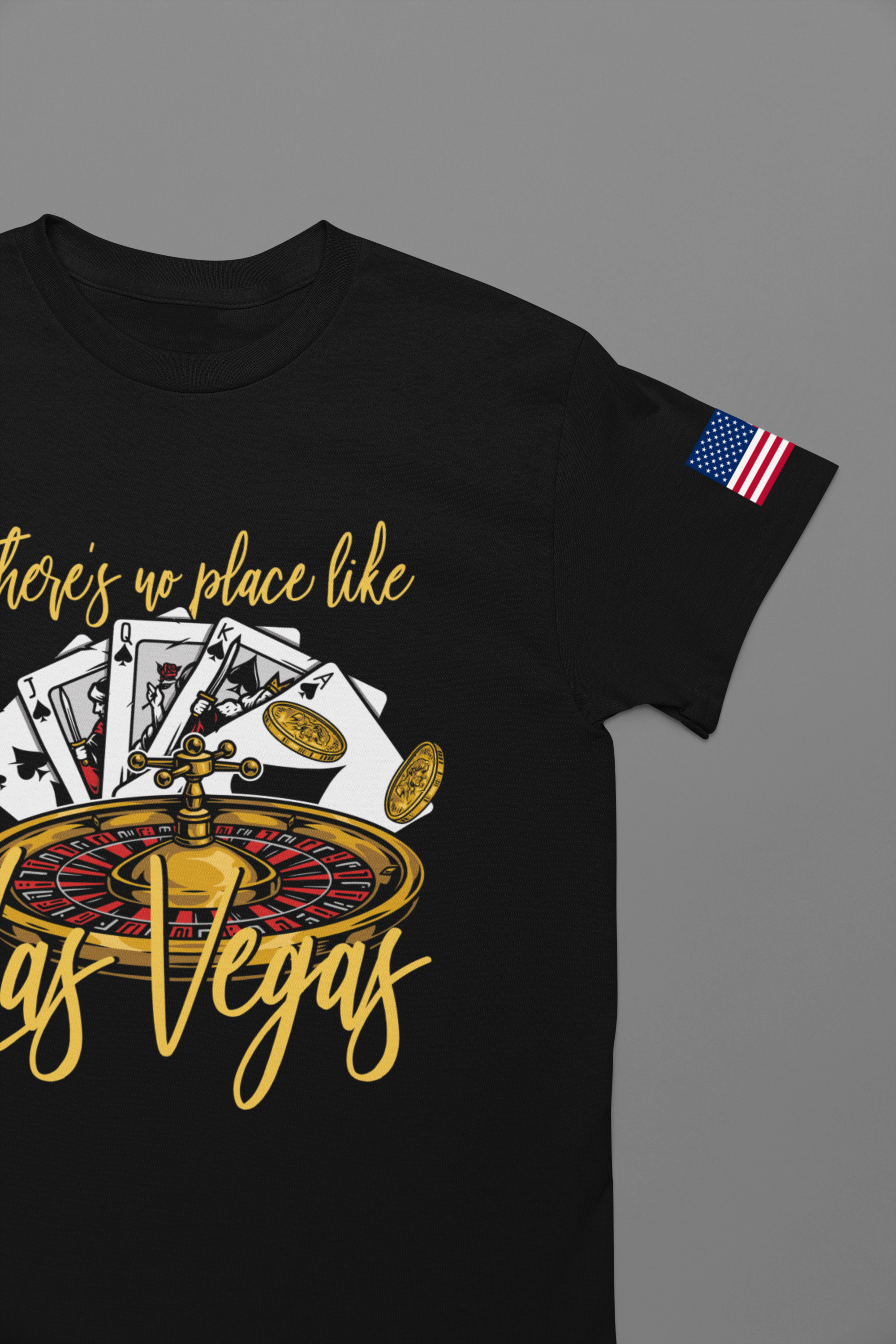 There's No Place Like Las Vegas T-Shirt – Roulette Wheel Poker Cards Casino Tee