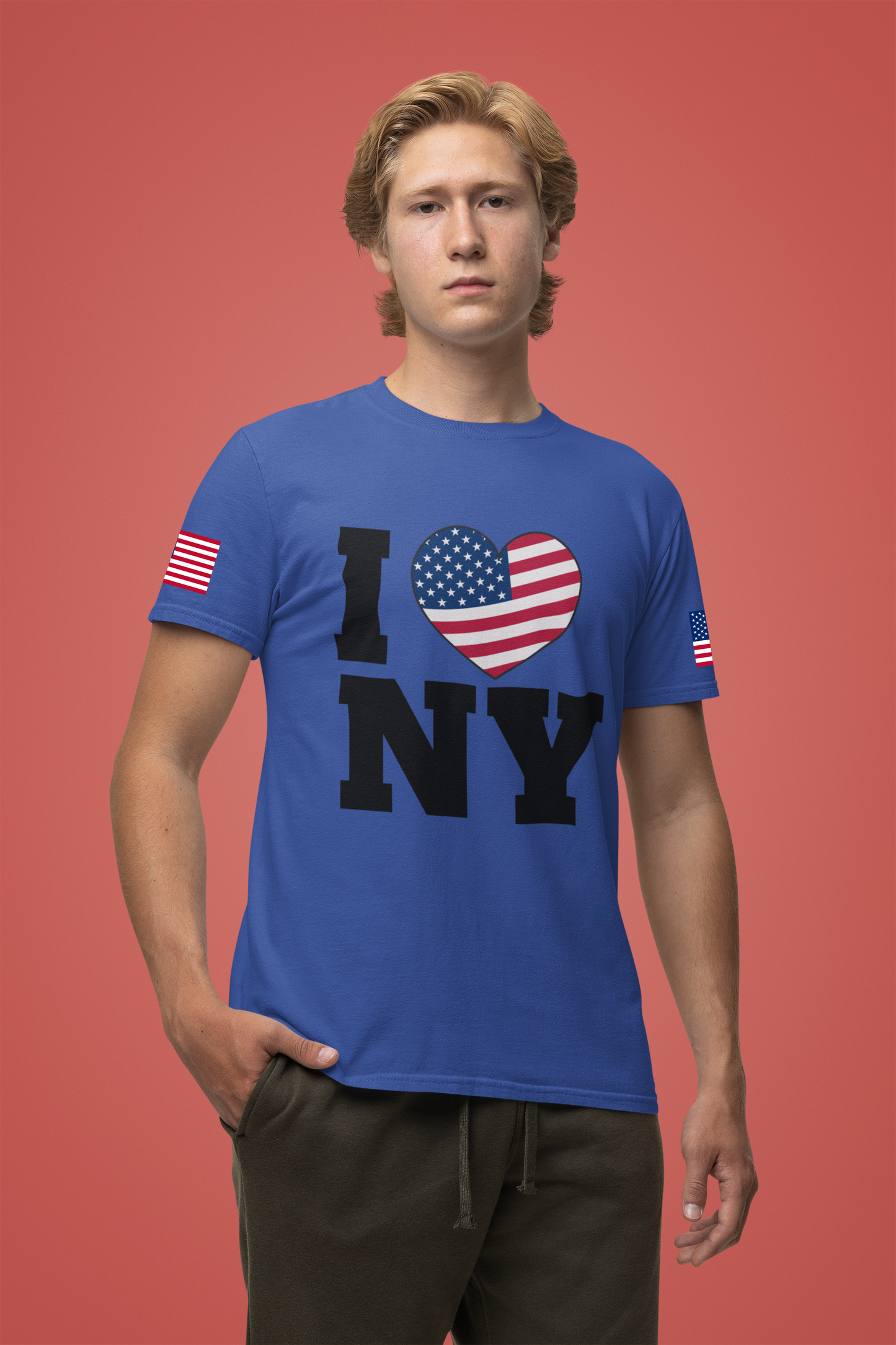 I Love NY T-Shirt - Classic USA Flag Heart Patriotic New York City Design