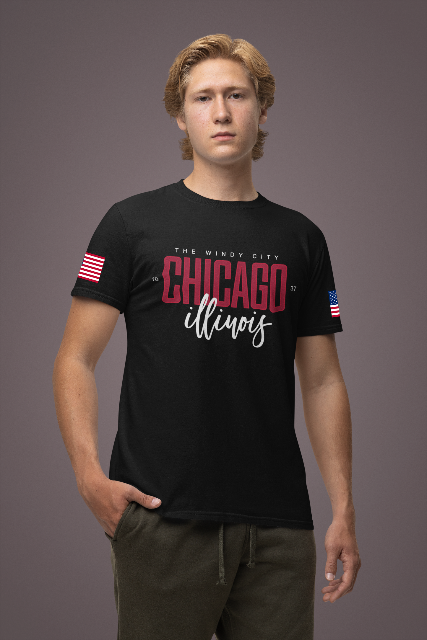 The Windy City Chicago T-Shirt - Chicago Illinois 1837 Purple Typography Design
