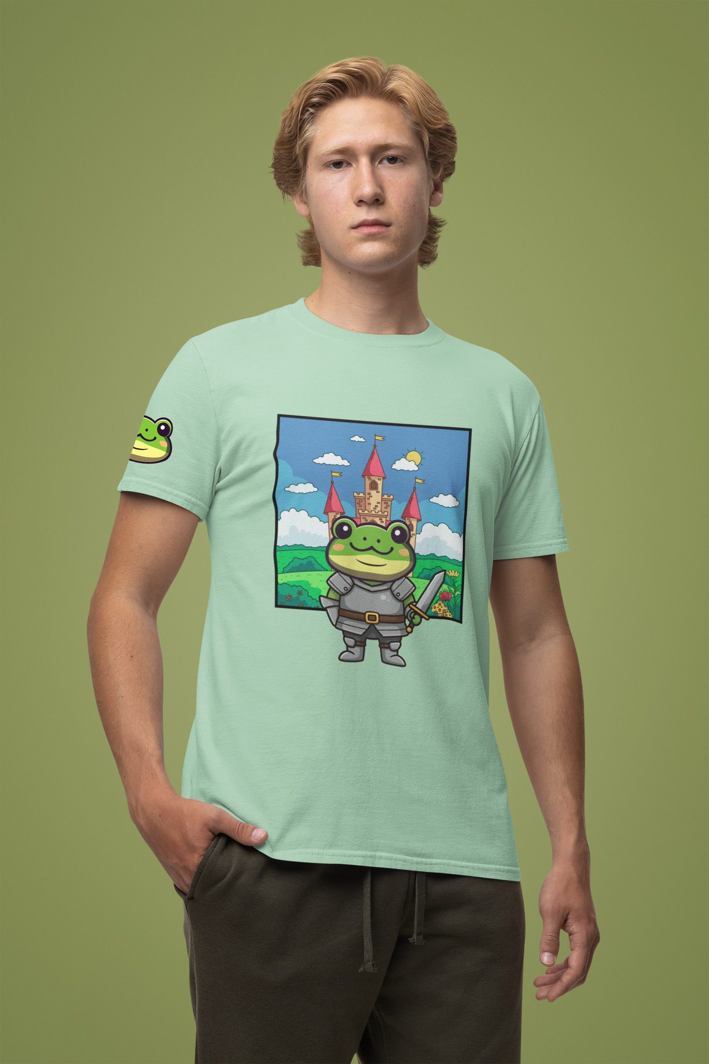 Knight Frog Castle T-Shirt – Cute Frog Knight Medieval Fantasy Graphic Tee