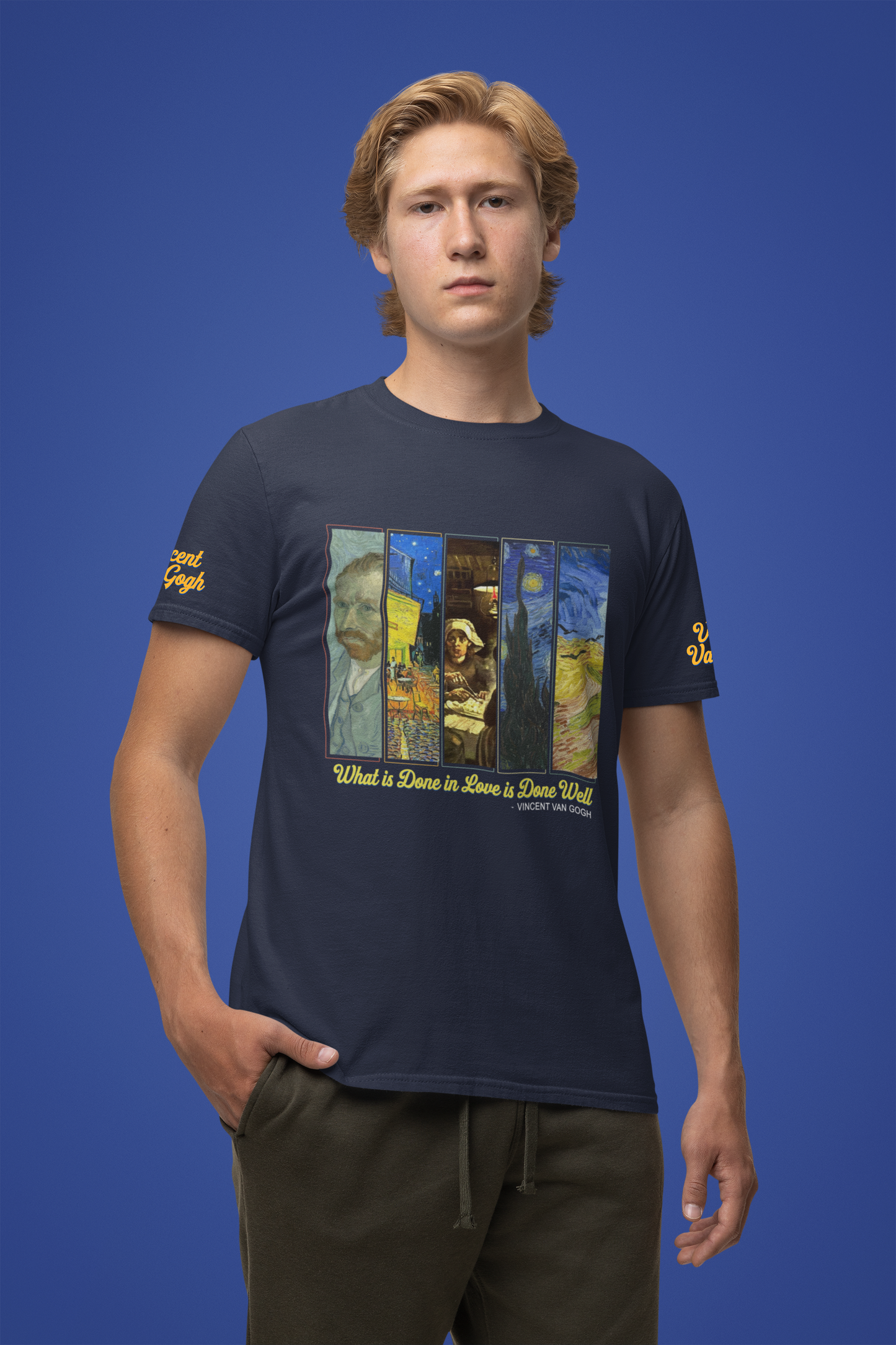 What Is Done in Love Is Done Well T-Shirt – Vincent Van Gogh Quote Art Collage Graphic Tee