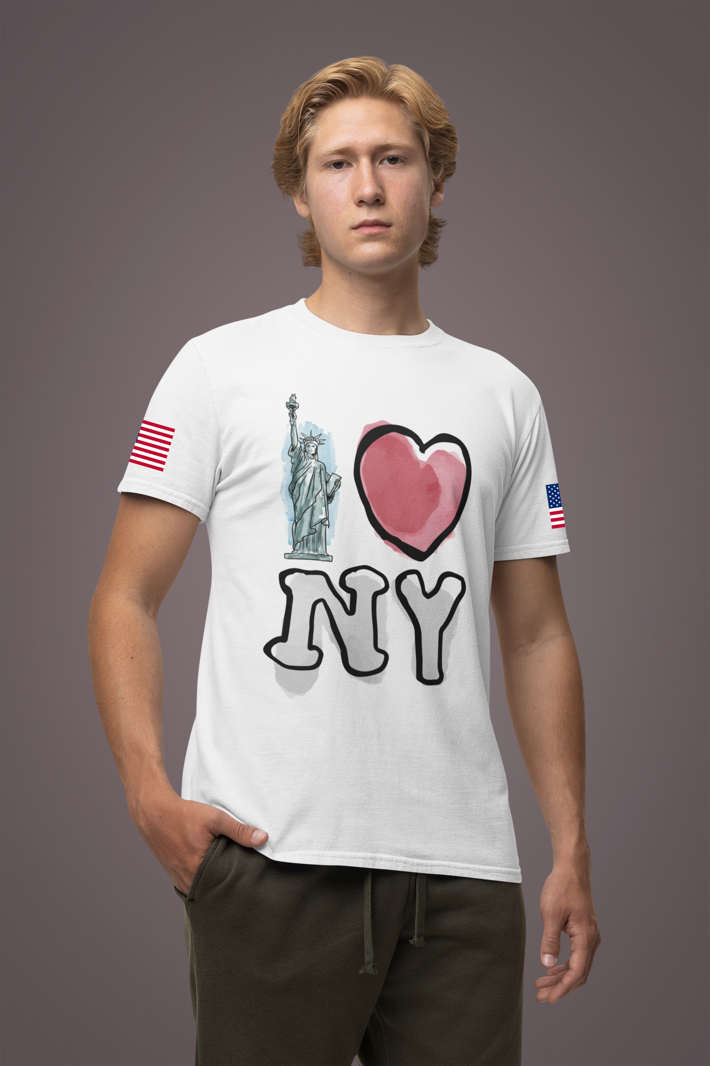 I Love NY T-Shirt - Statue of Liberty Pink Heart Black New York City Design