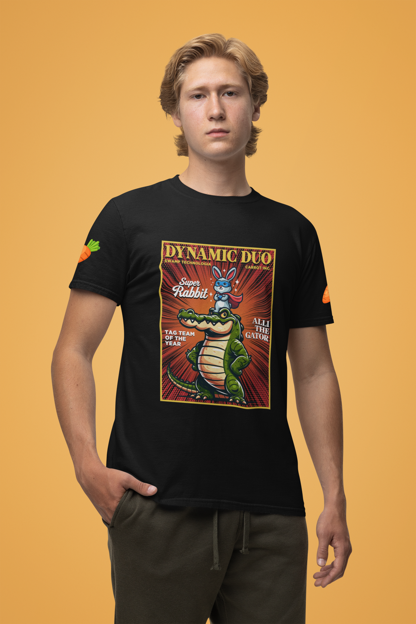 Dynamic Duo Rabbit Alligator T-Shirt – Super Rabbit Alli the Gator Tag Team Graphic Tee