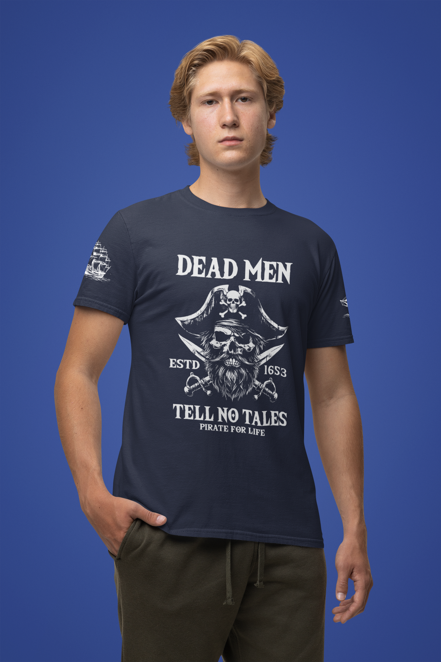Dead Men Tell No Tales T-Shirt – Pirate Skull ESTD 1683 Pirate for Life Graphic Tee