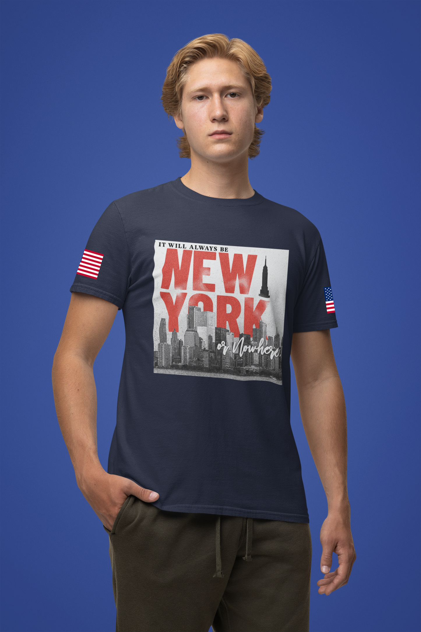 It Will Always Be New York T-Shirt - Red & White NYC Skyline Statement Design
