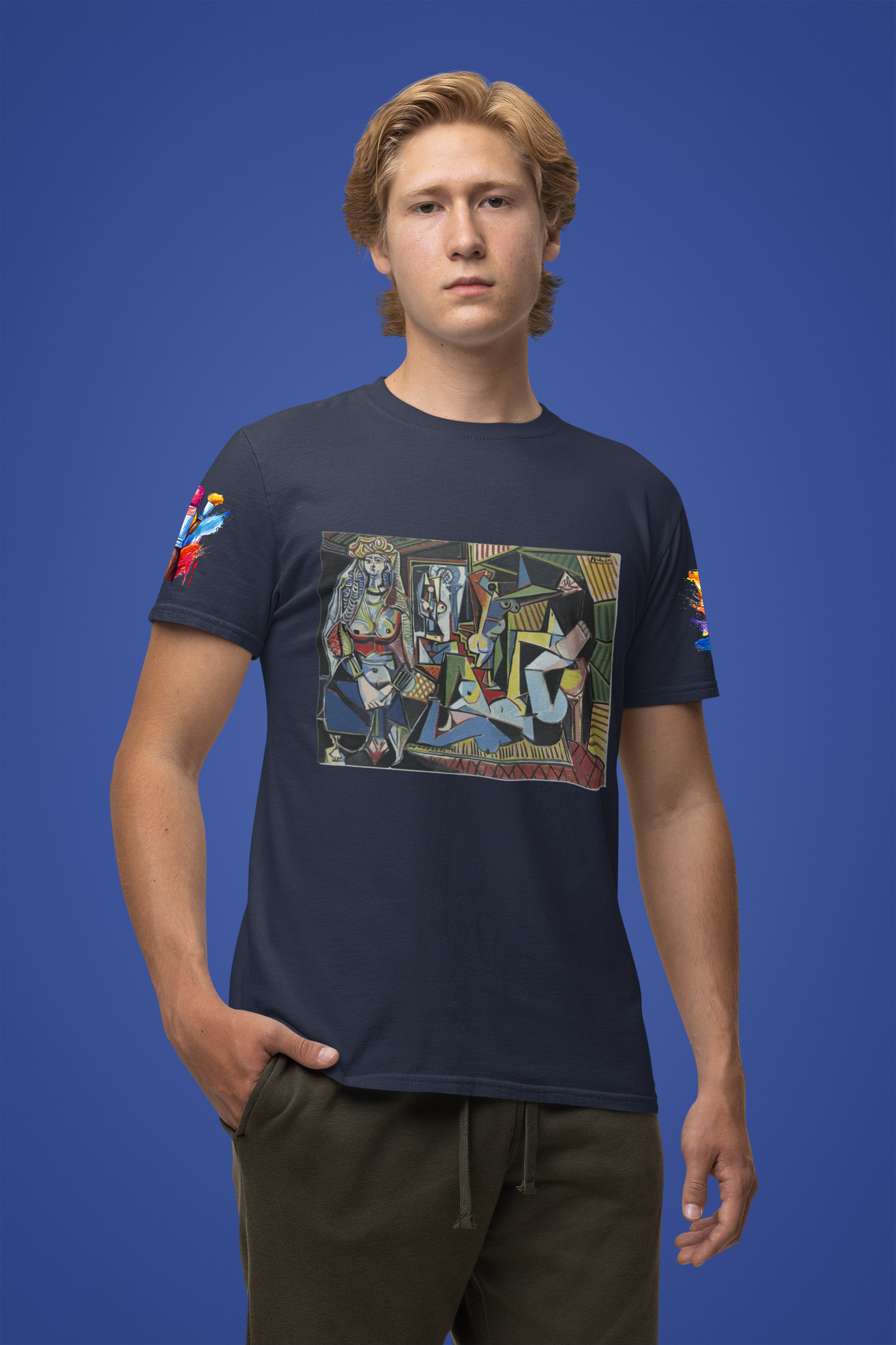 Cubist Masterpiece Art T-Shirt – Geometric Abstract Figures Modernist Painting Graphic Tee