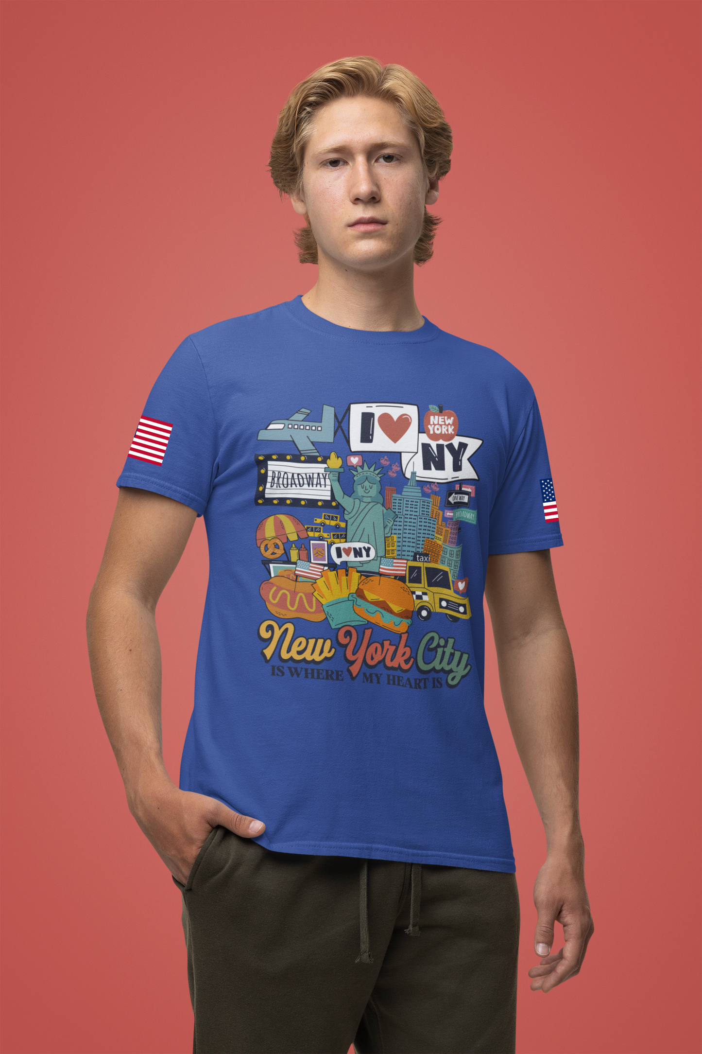 New York City Is Where My Heart Is T-Shirt - Cute NYC Icons Colorful Tourist Design