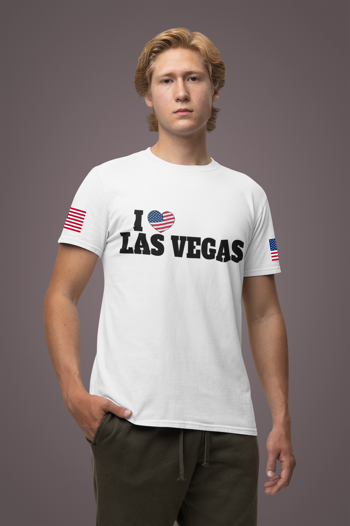 I Love Las Vegas T-Shirt - Classic USA Flag Heart Simple Nevada City Pride