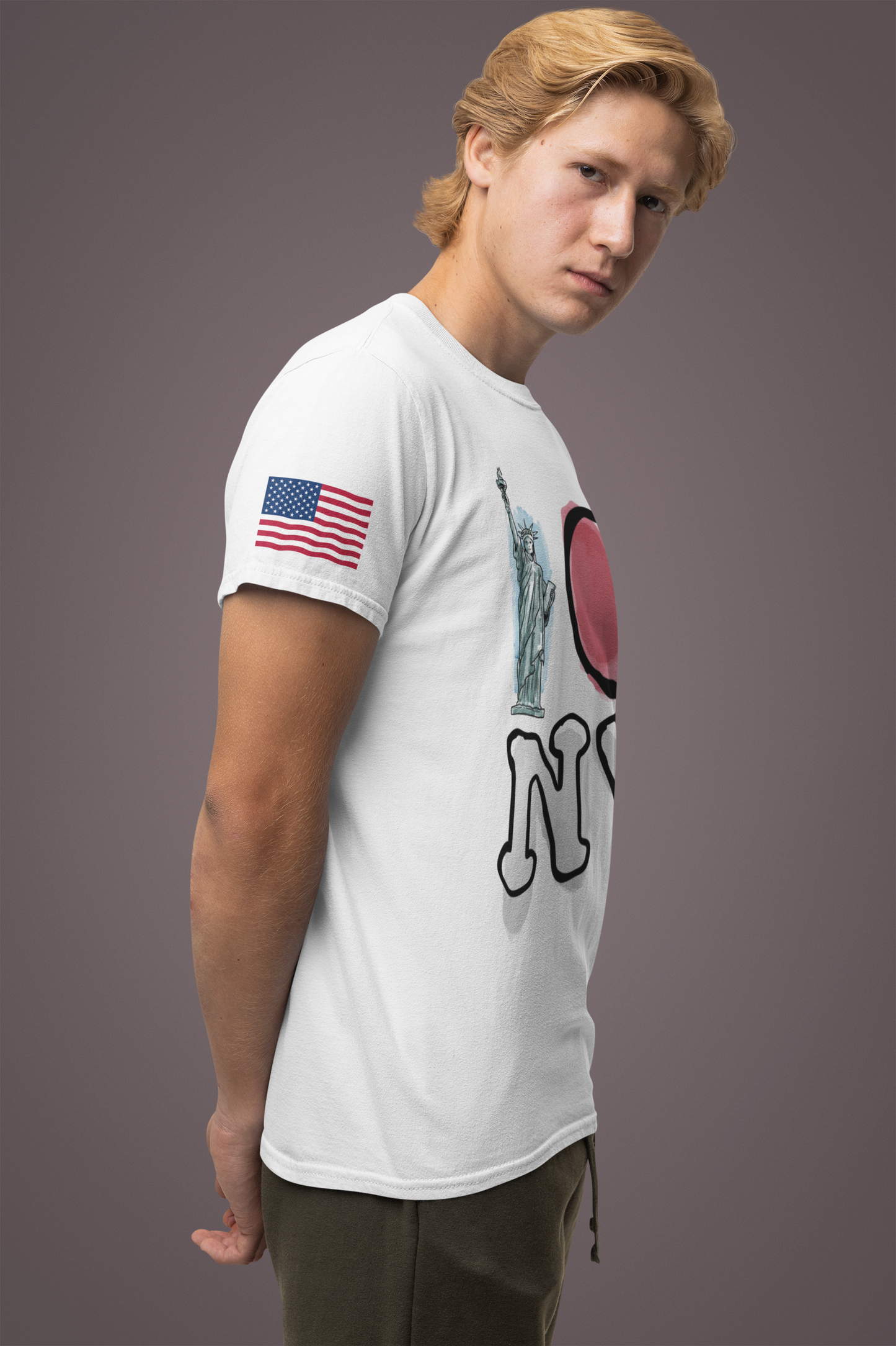 I Love NY T-Shirt - Statue of Liberty Pink Heart Black New York City Design