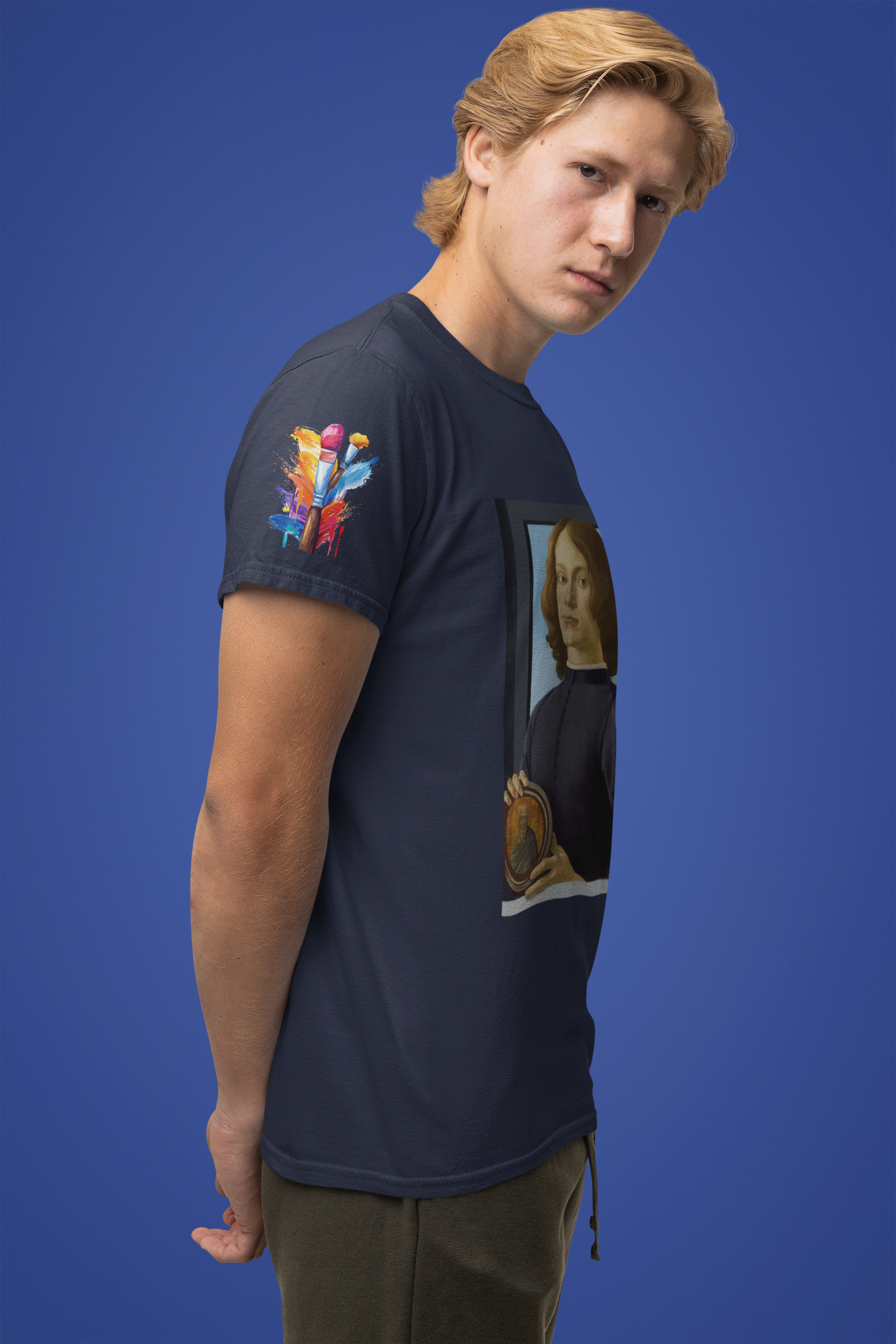 Renaissance Portrait Art T-Shirt – Italian Master Painting with Medallion Graphic Tee