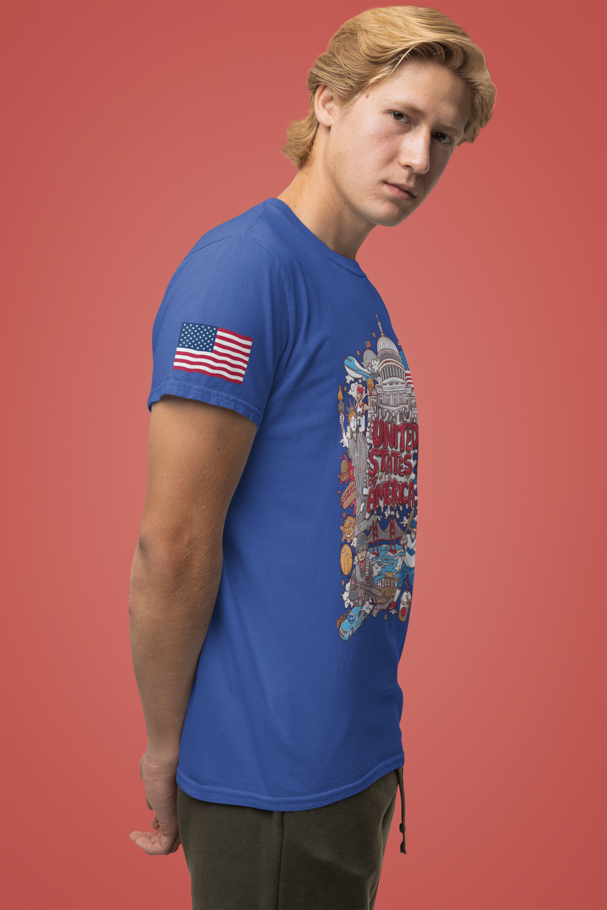 United States of America Collage T-Shirt – Iconic American Symbols Graphic Tee