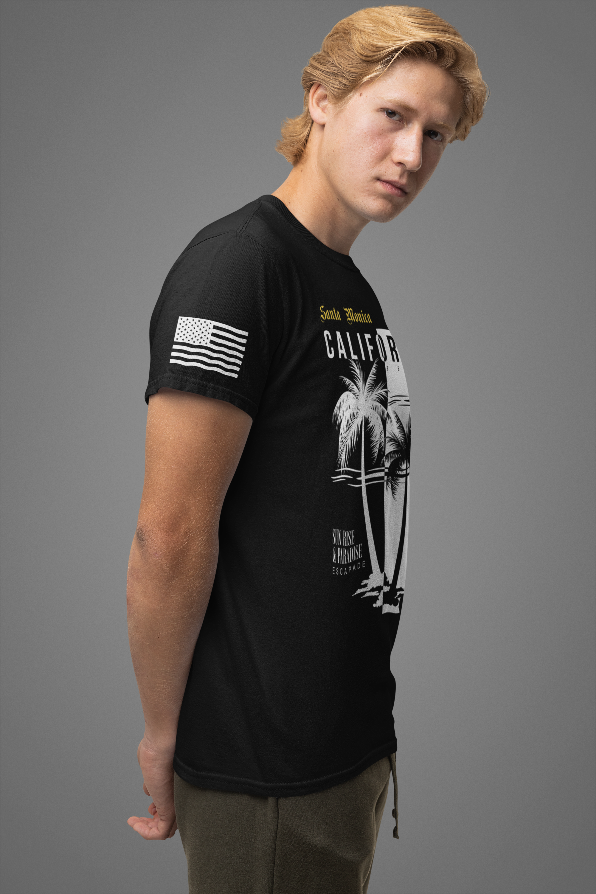 Santa Monica California Beach T-Shirt – Summer Adventure Surfing Session Sun Rise Paradise Tee