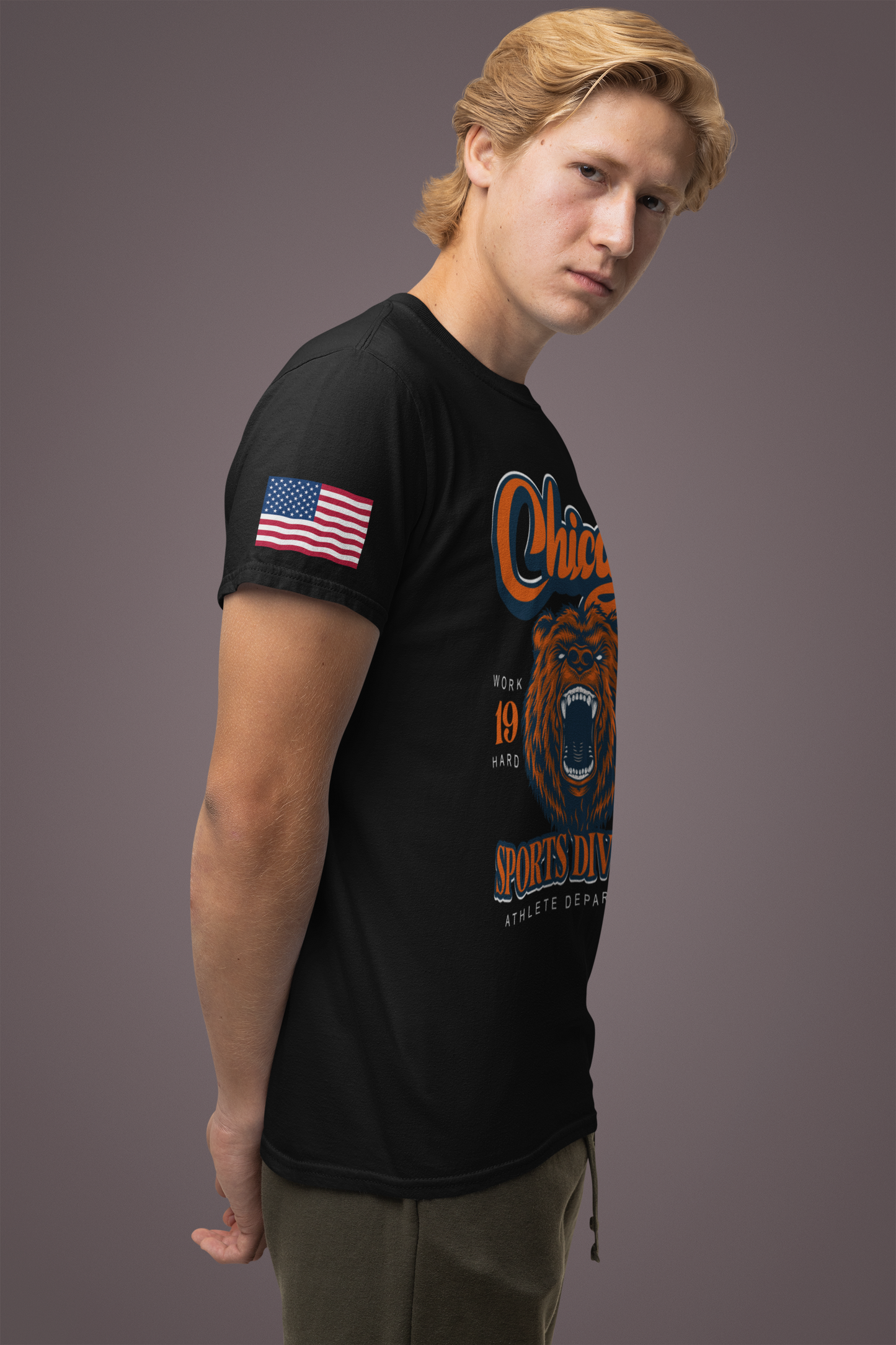 Chicago Sports Division T-Shirt - Since 1920 Bear Mascot Work Hard Play Hard
