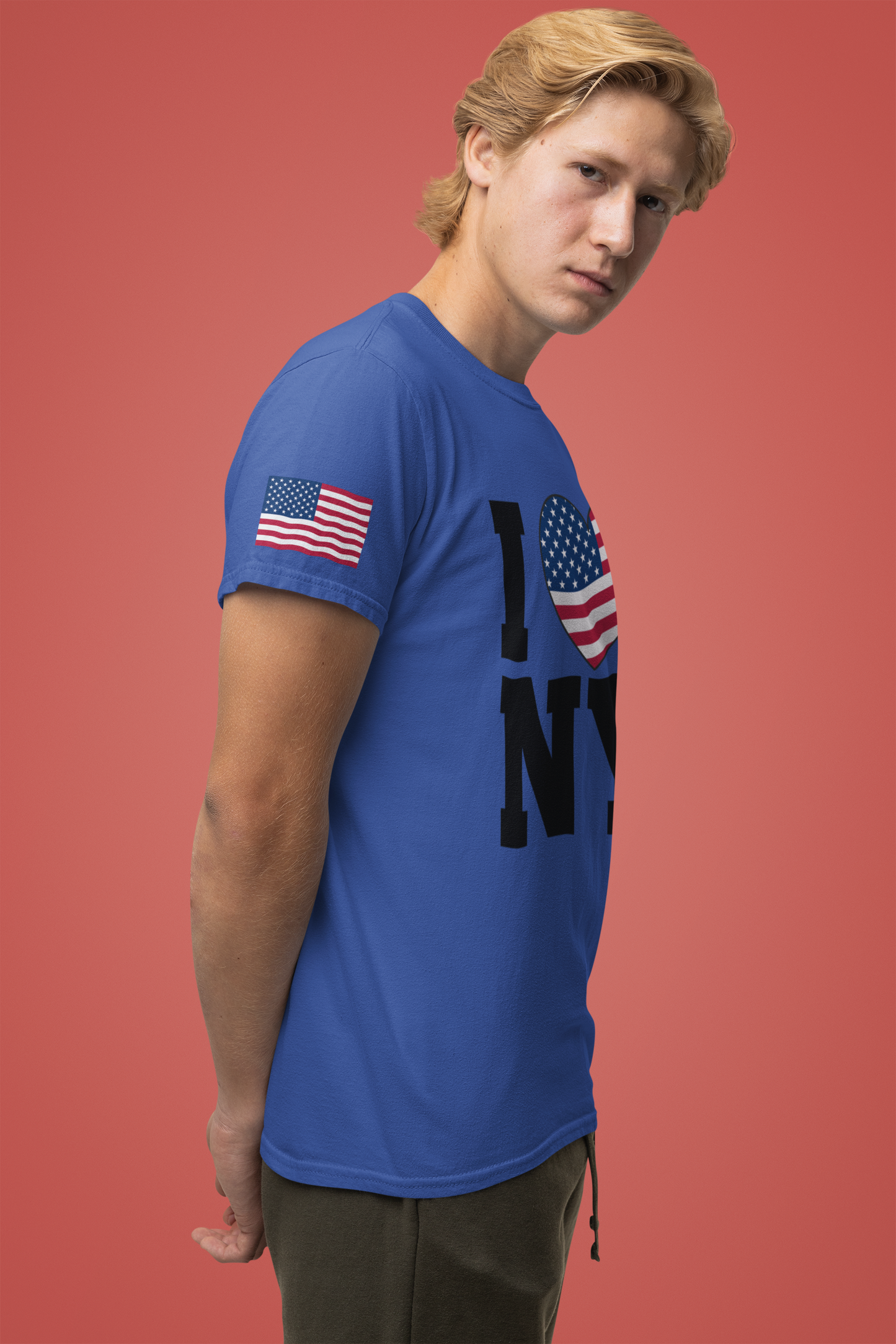 I Love NY T-Shirt - Classic USA Flag Heart Patriotic New York City Design