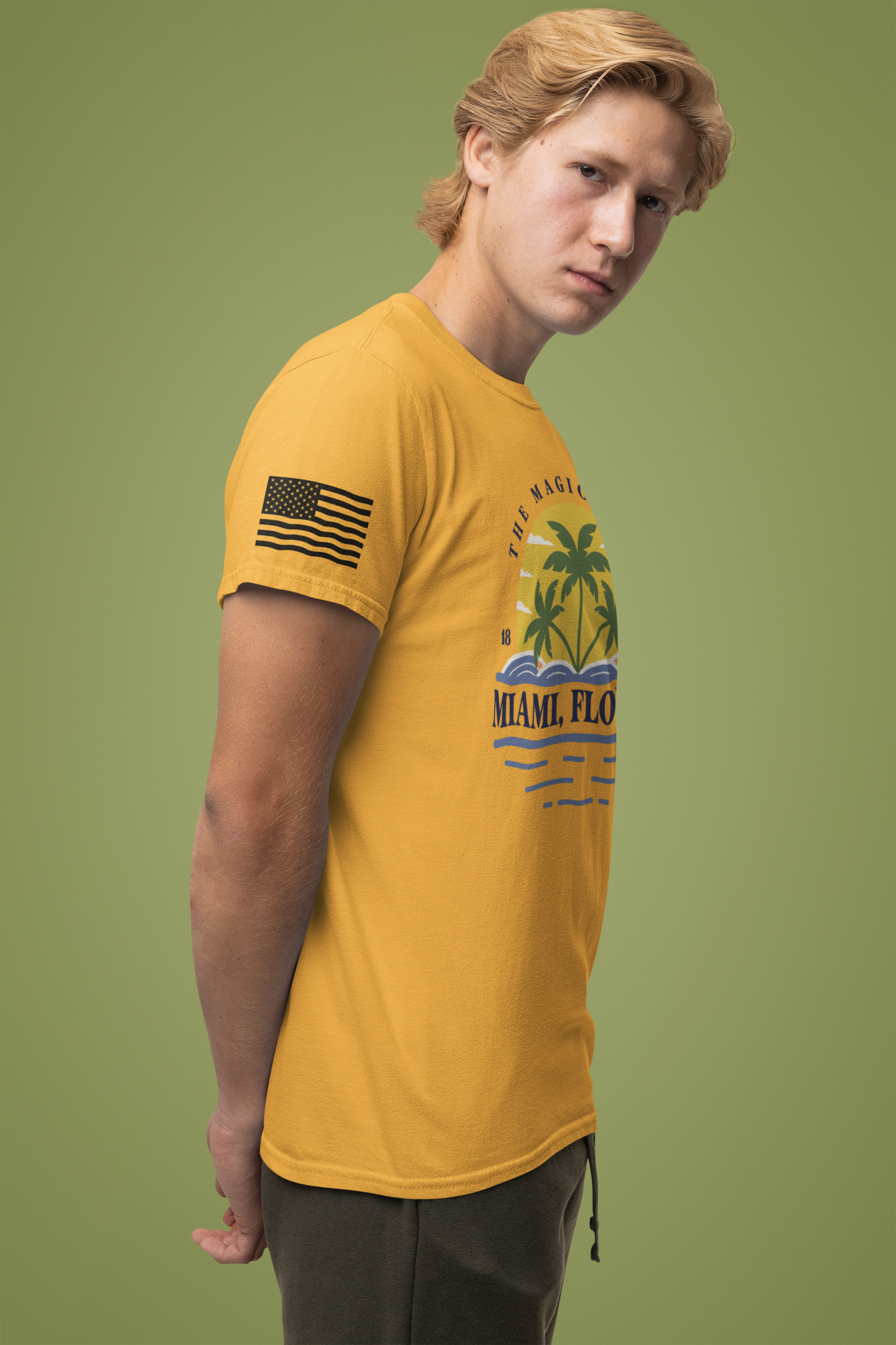 Miami Florida The Magic City T-Shirt – 1896 Palm Tree Sunset Retro Circle Tee