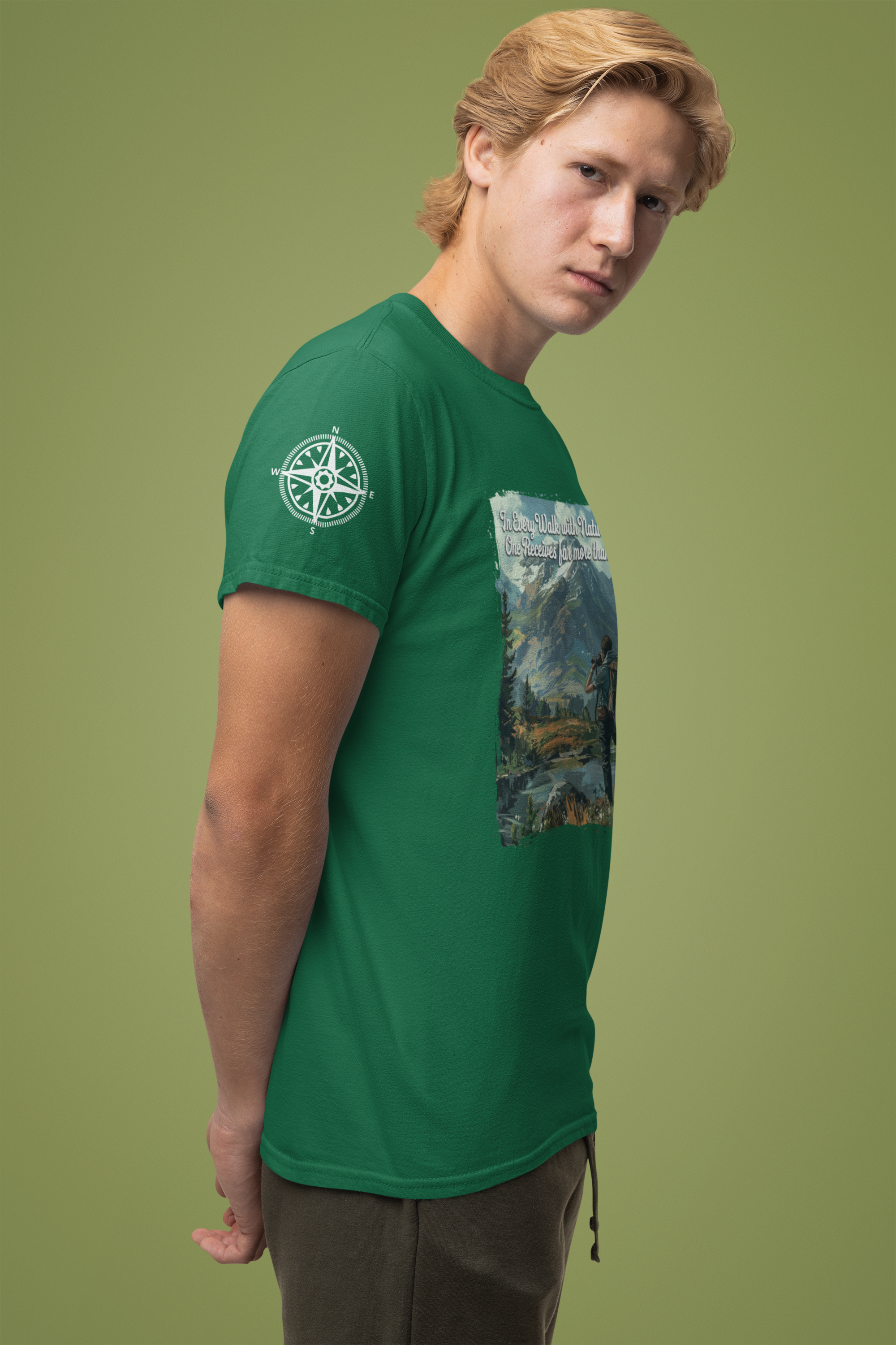 In Every Walk with Nature One Receives T-Shirt – Nature Quote Mountain Hiker Graphic Tee