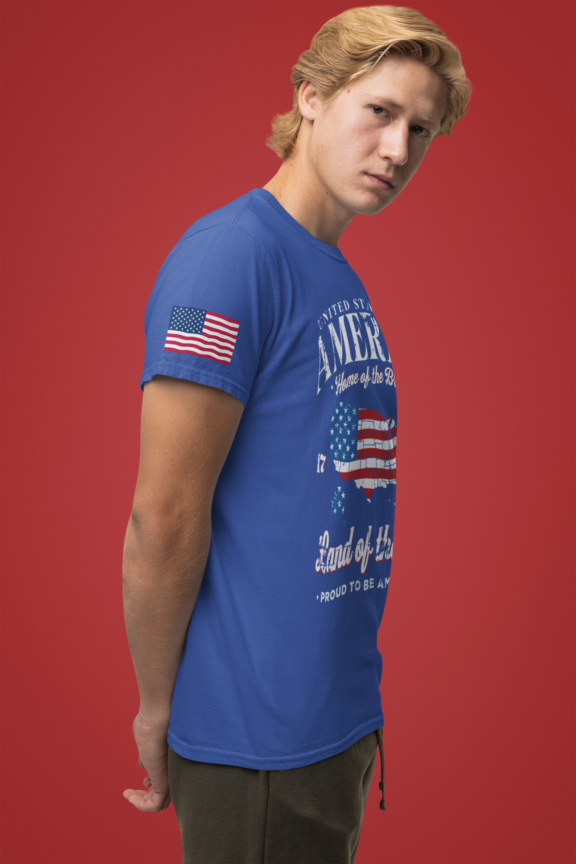 America Home of the Brave T-Shirt – USA Map 1776 Vintage Patriotic Graphic Tee