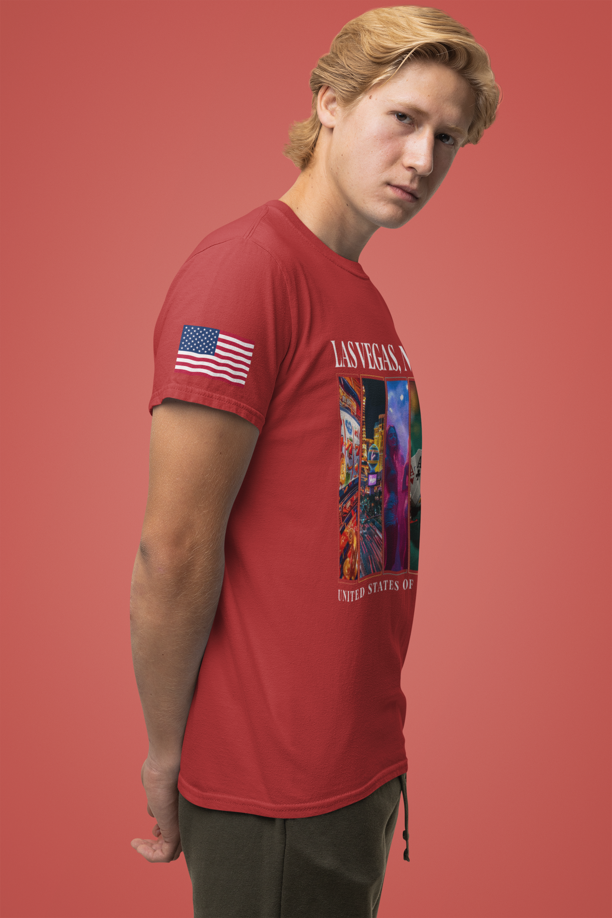 Las Vegas Nevada USA Photo Panel T-Shirt – Slots Strip Nightlife Poker Drinks Tee