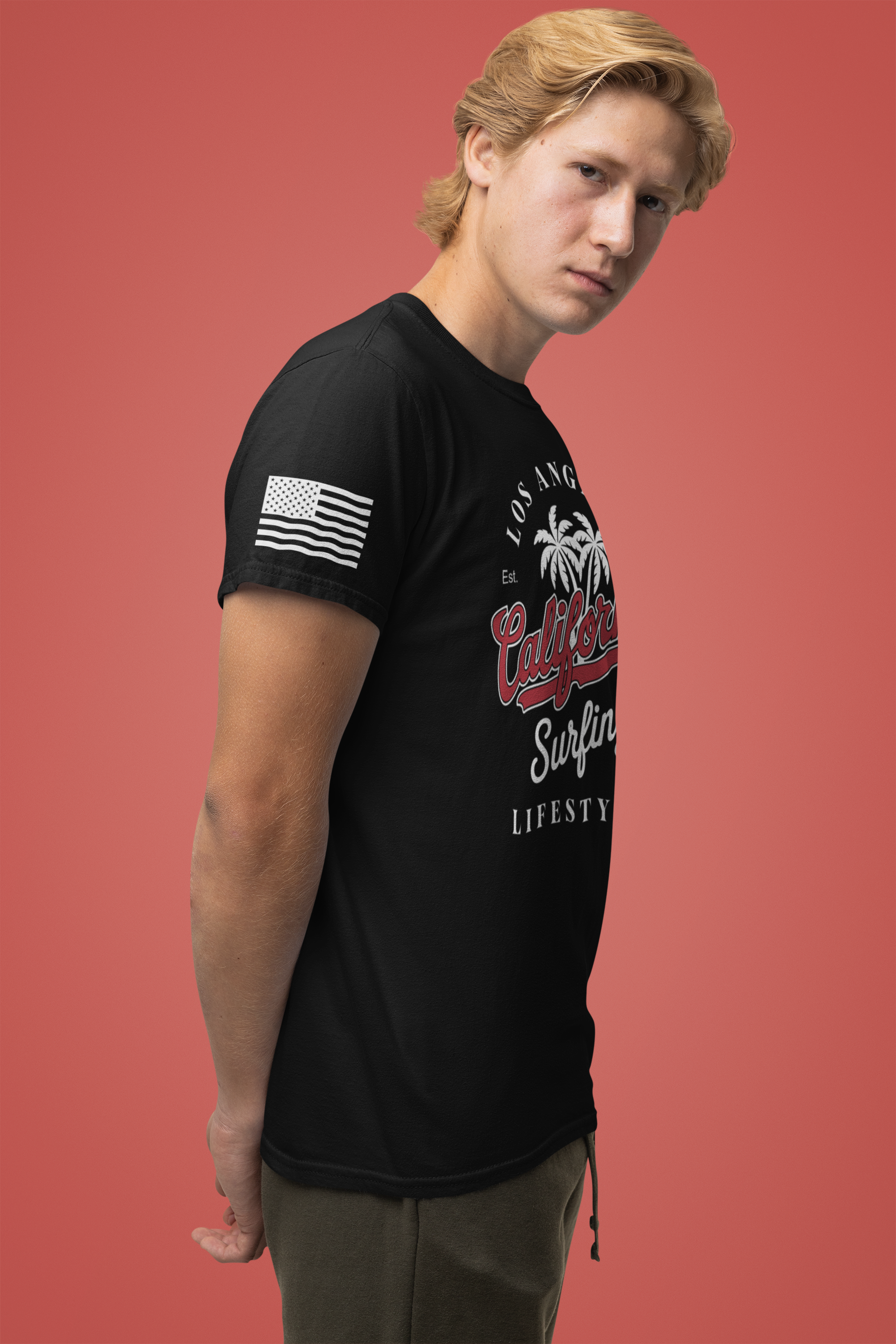 Los Angeles California Surfing Lifestyle T-Shirt – EST 1850 Palm Tree Beach Tee