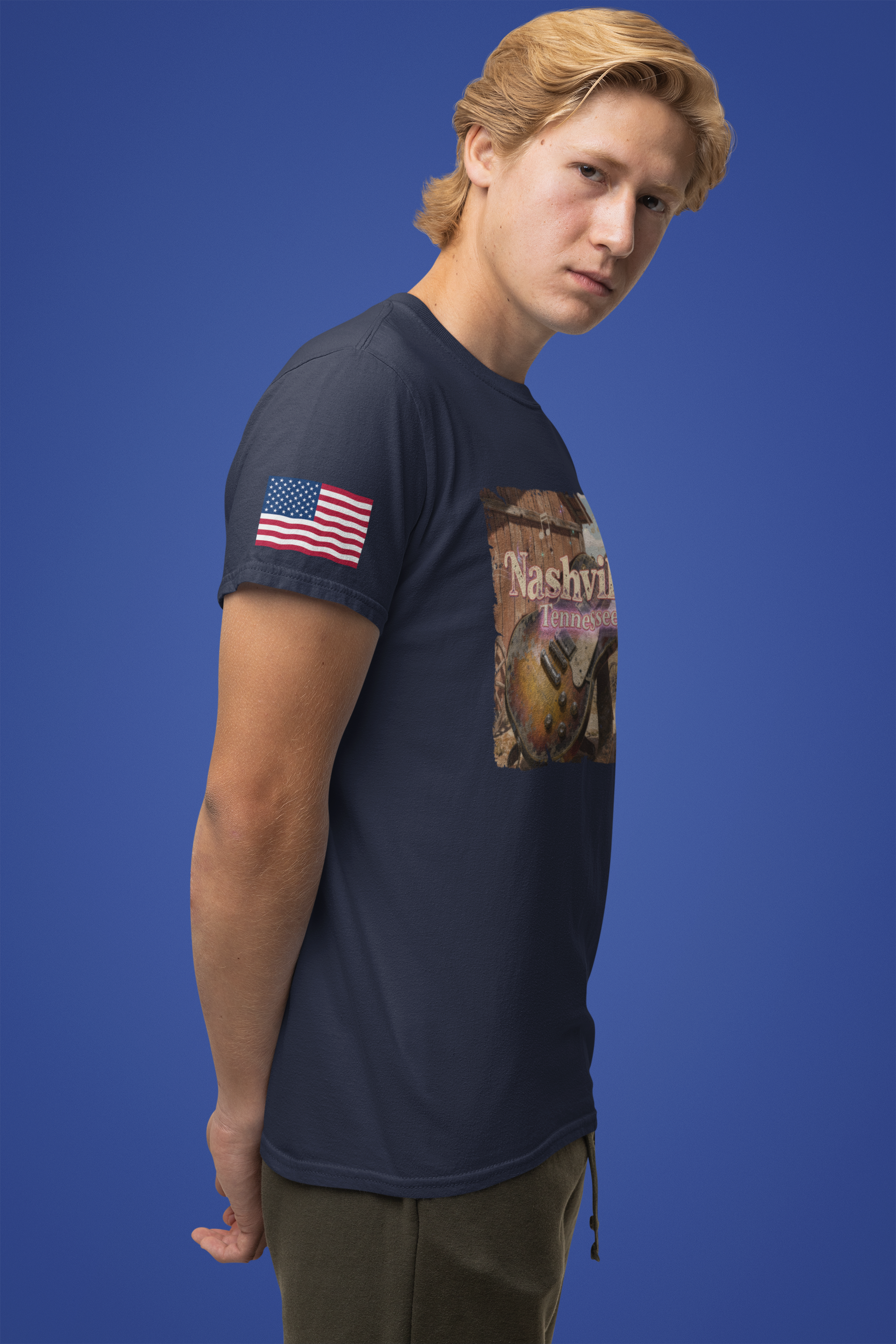 Nashville Tennessee Since 1806 T-Shirt – Distressed Vintage Electric Guitar Western Scene Graphic Tee