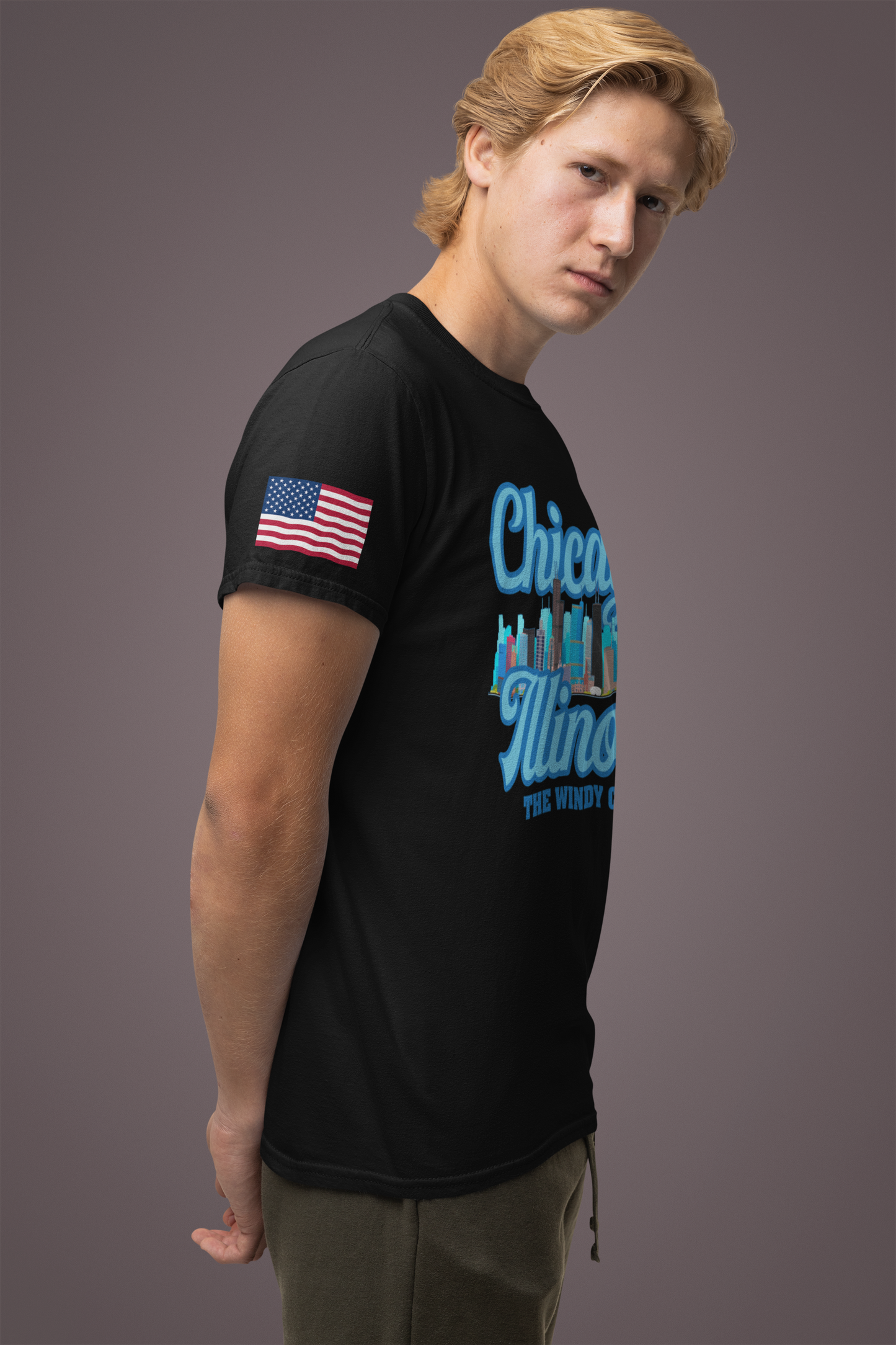 Chicago Illinois Windy City T-Shirt - 1837 Blue Colorful Skyline Navy Design