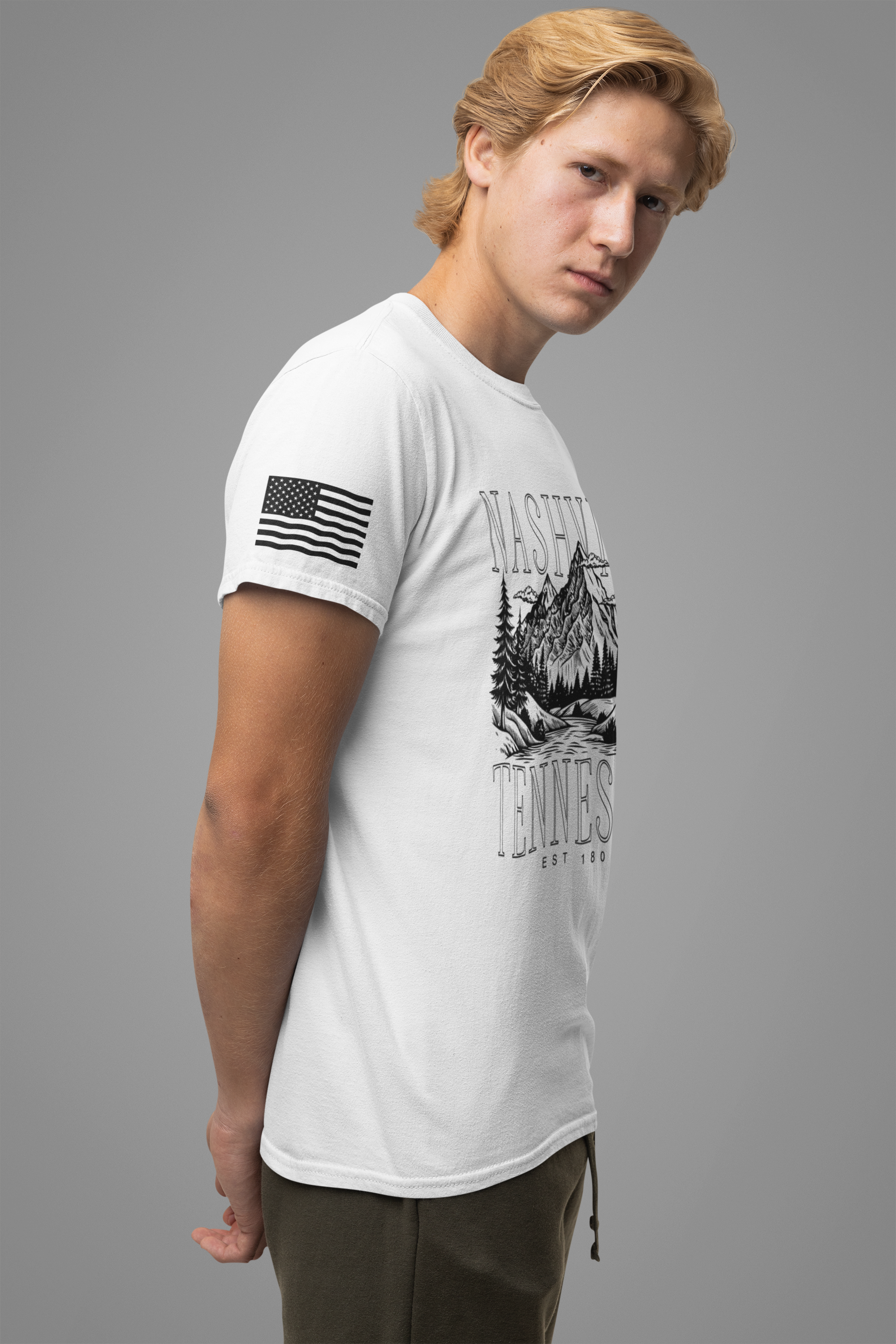 Nashville Tennessee EST 1806 T-Shirt – Mountain Range Line Art Graphic Tee