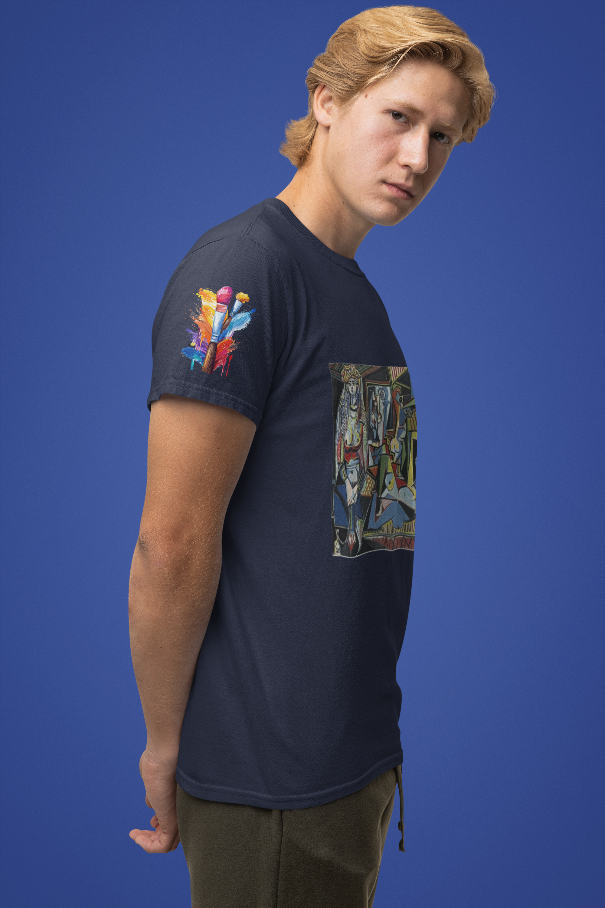 Cubist Masterpiece Art T-Shirt – Geometric Abstract Figures Modernist Painting Graphic Tee