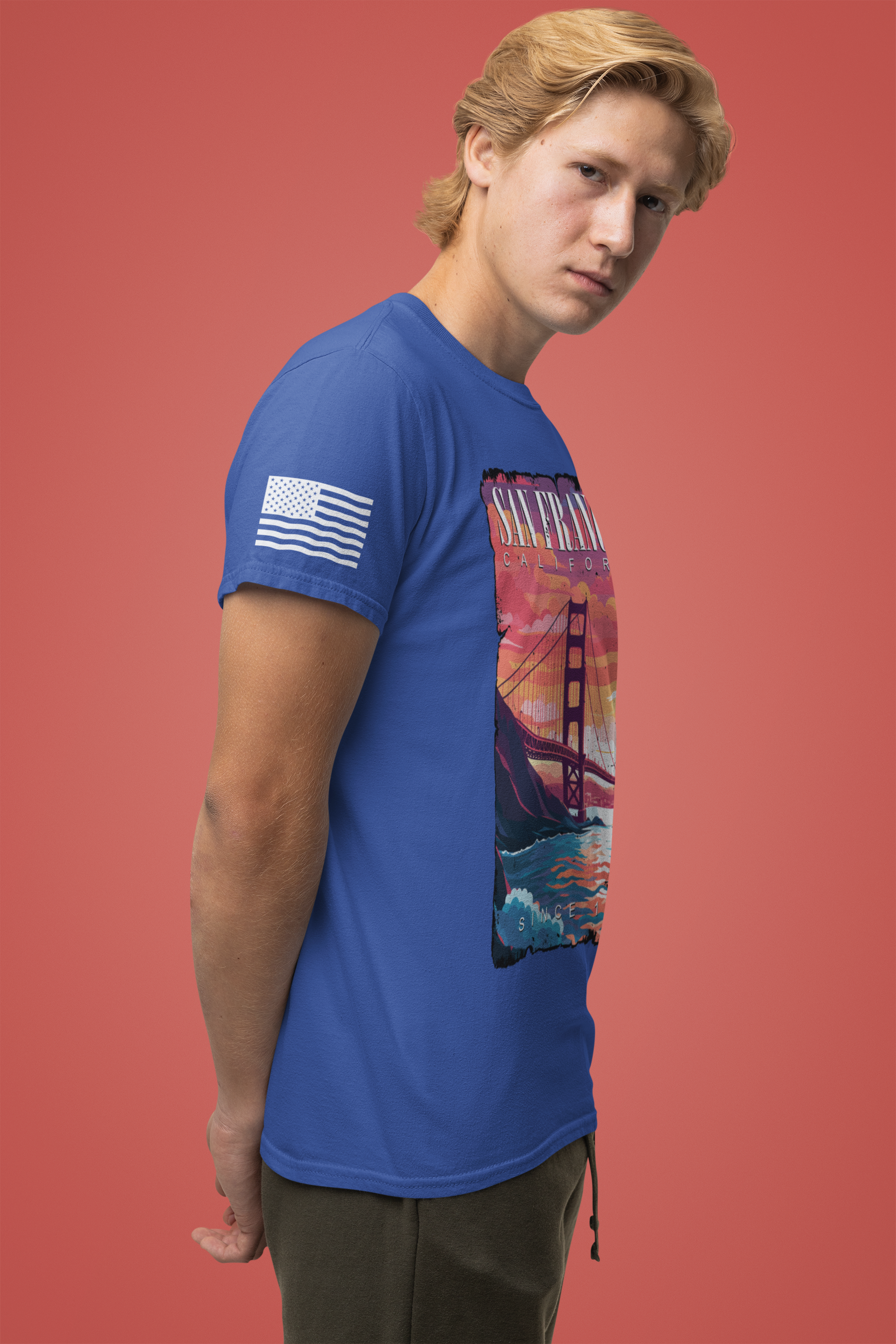 San Francisco California T-Shirt – Golden Gate Bridge Sunset Graphic Tee Since 1776