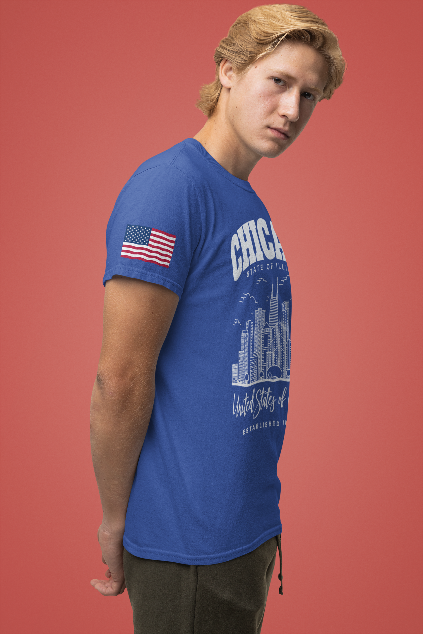 Chicago Illinois T-Shirt - State of Illinois Est 1837 White Skyline Design