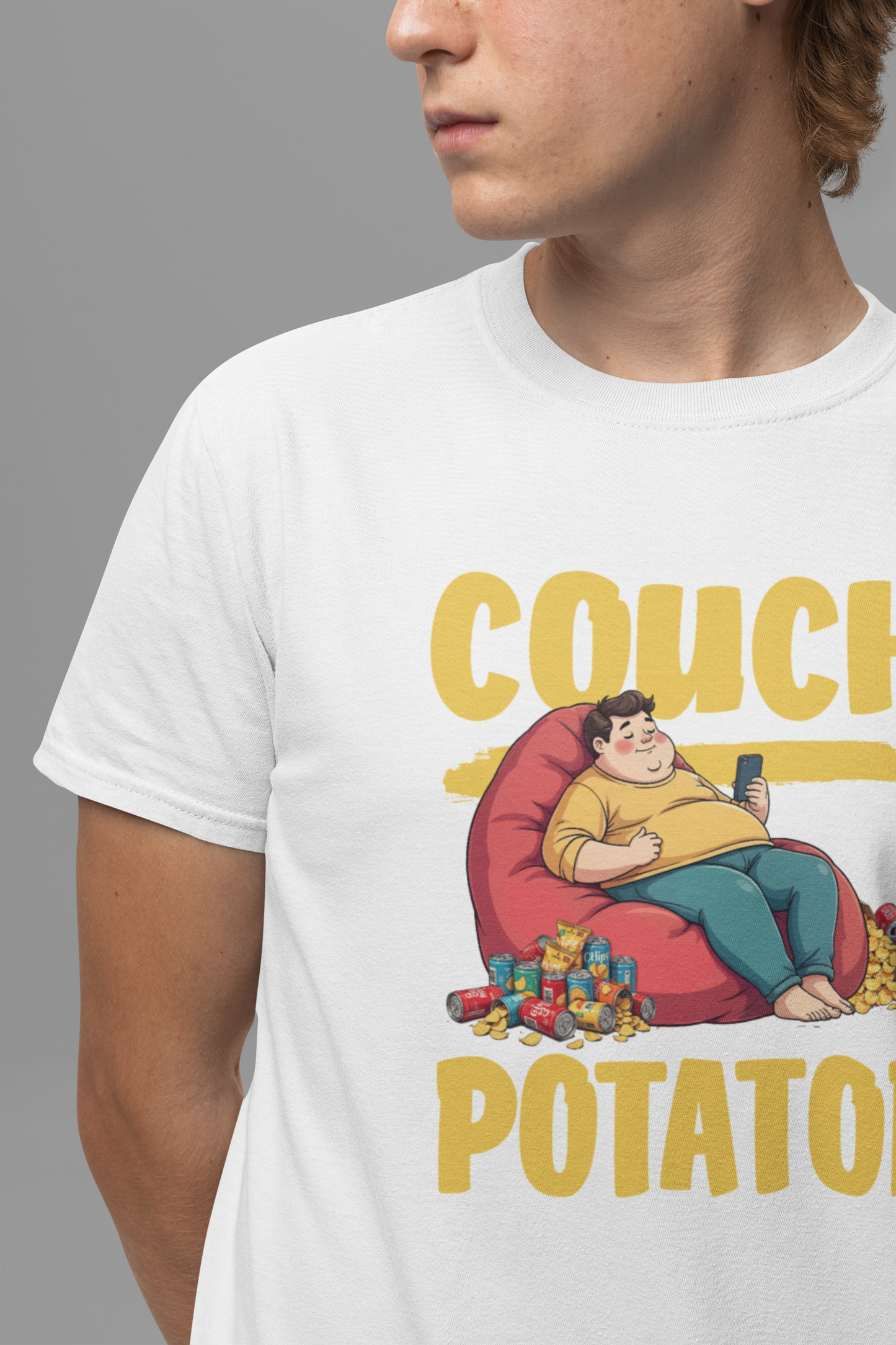 Couch Potato Shirt, Funny Snack Life Tee, Lazy Comfort Cartoon T Shirt, Homebody Humor Apparel, Chill Mode Vibes, Food Lover Top
