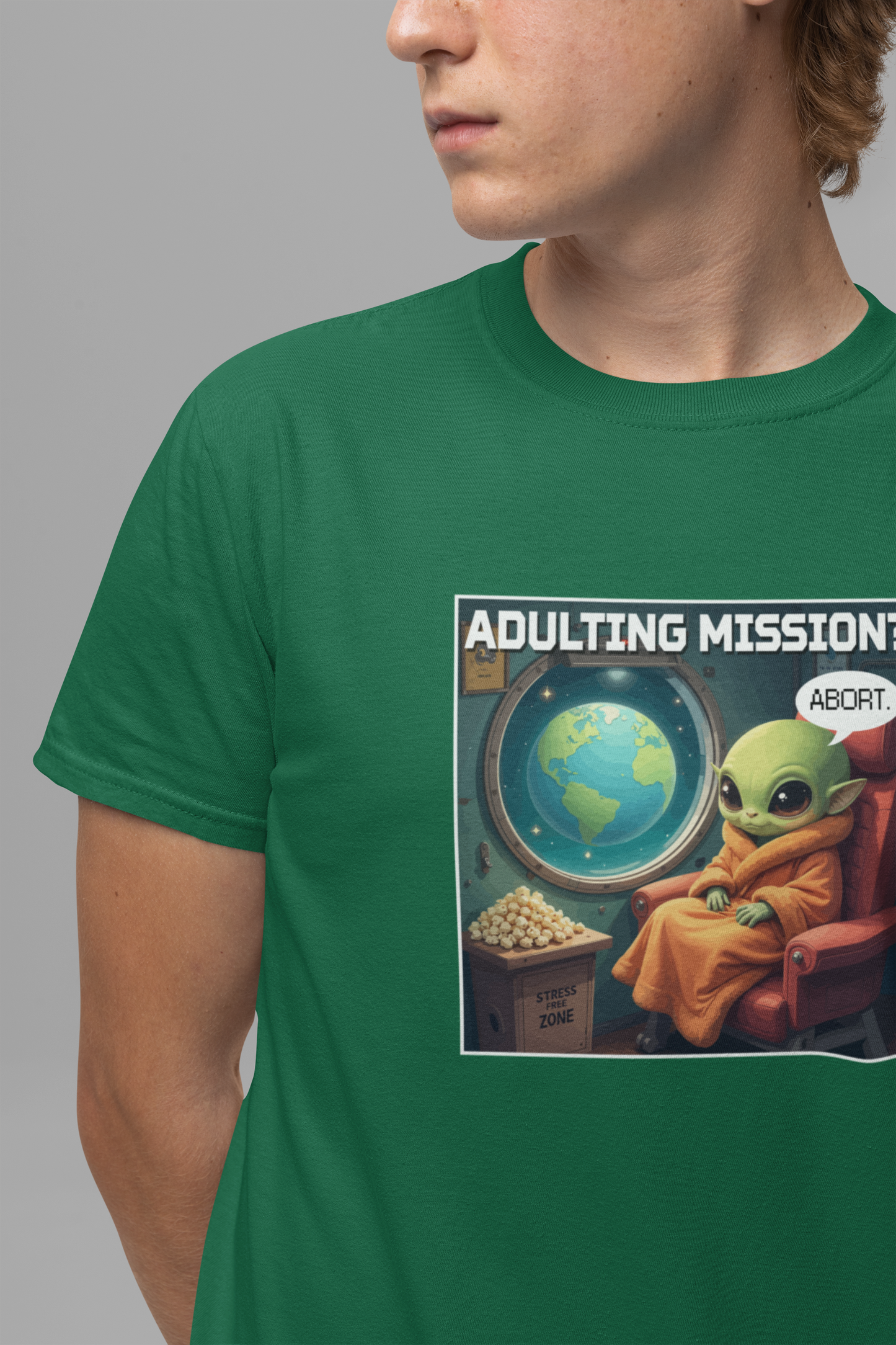 Beep Boop Mission Adulting Aborted Tee, Alien Humor Shirt, Funny Life Avoidance Graphic Tee, Outer Space Relatable Top, Cosmic Mood Gift