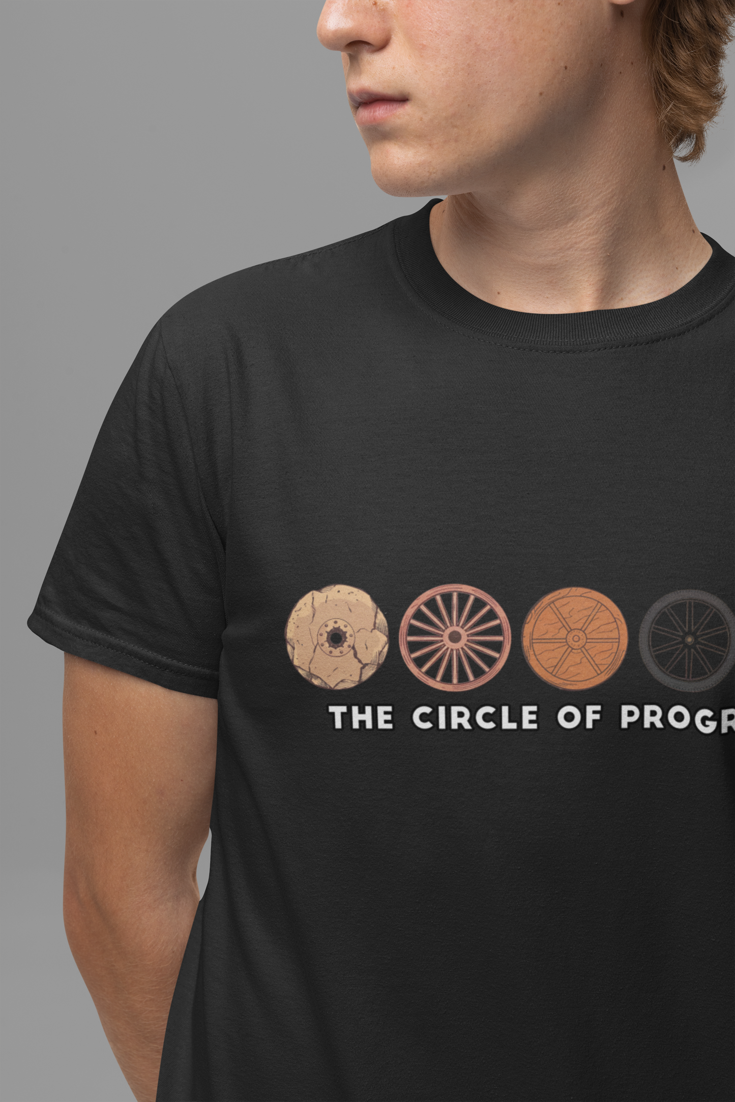 The Wheel of Progress | Evolution of the Wheel Graphic T-Shirt