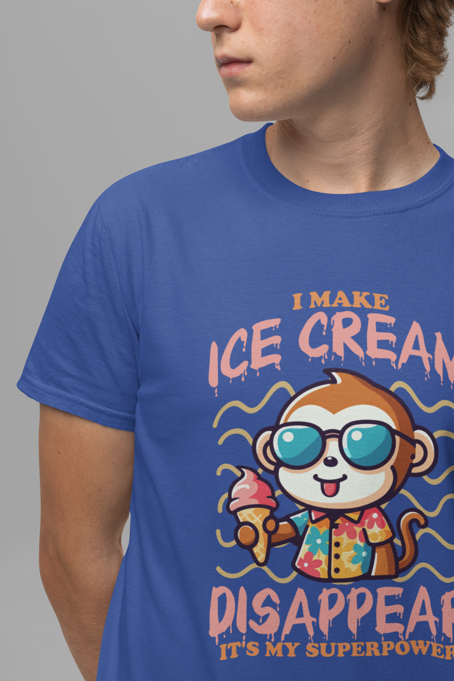 I Make Ice Cream Disappear T-Shirt – Cool Monkey With Sunglasses And Ice Cream Cone Funny Graphic Tee