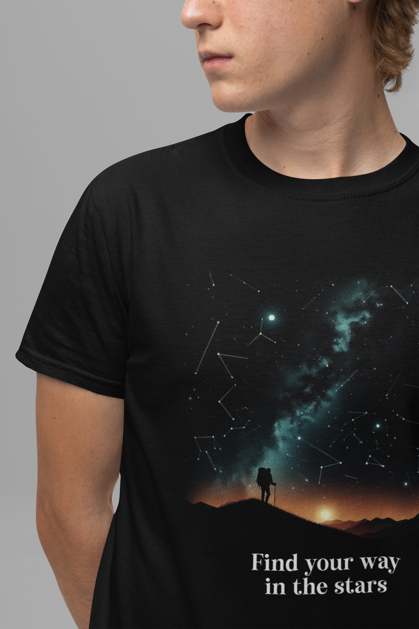 Starry Night Hiker Find Your Way in the Stars T-Shirt