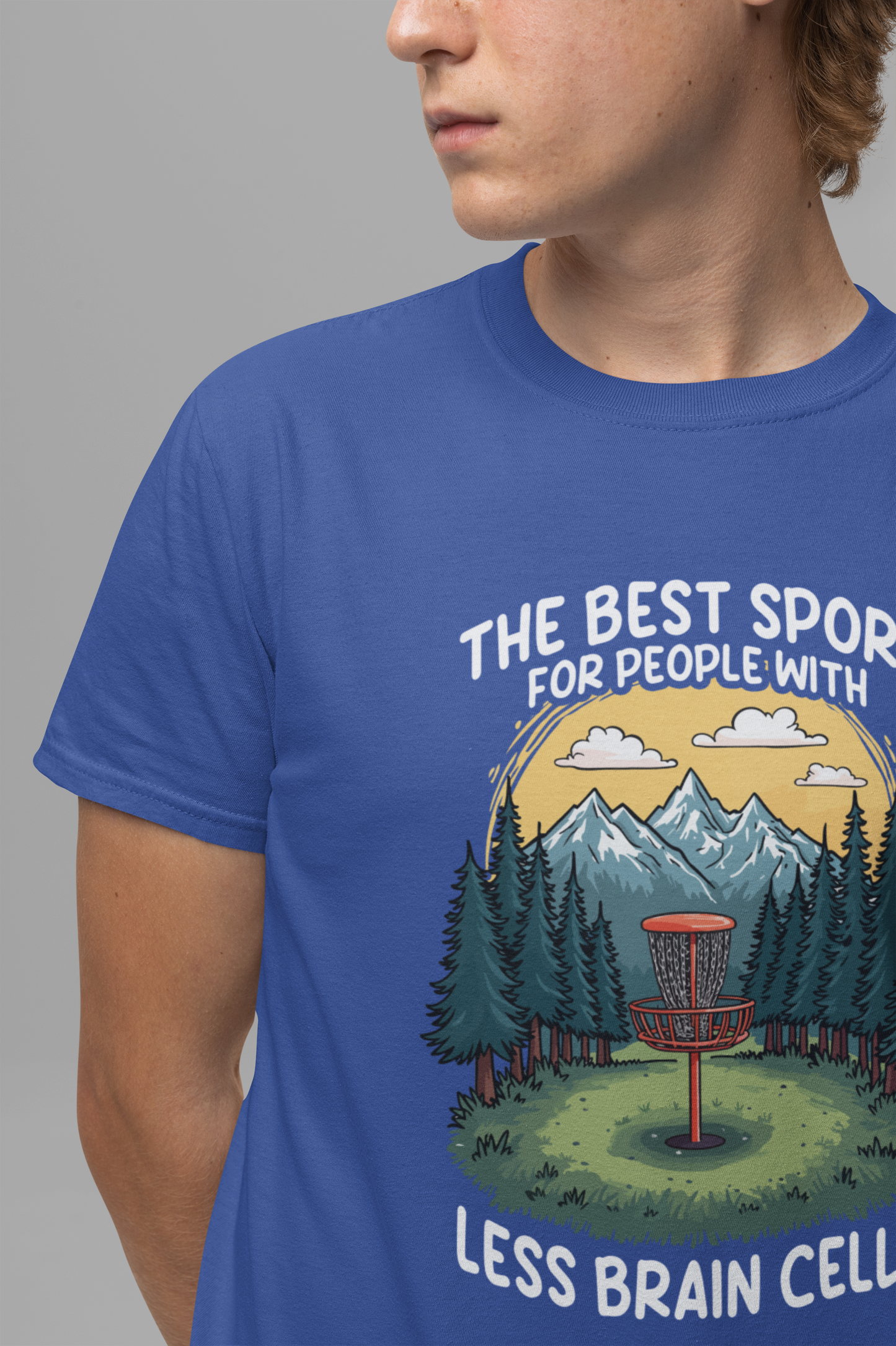 Best Sport for People with Less Brain Cells Tshirt – Funny Disc Golf Mountain Scene