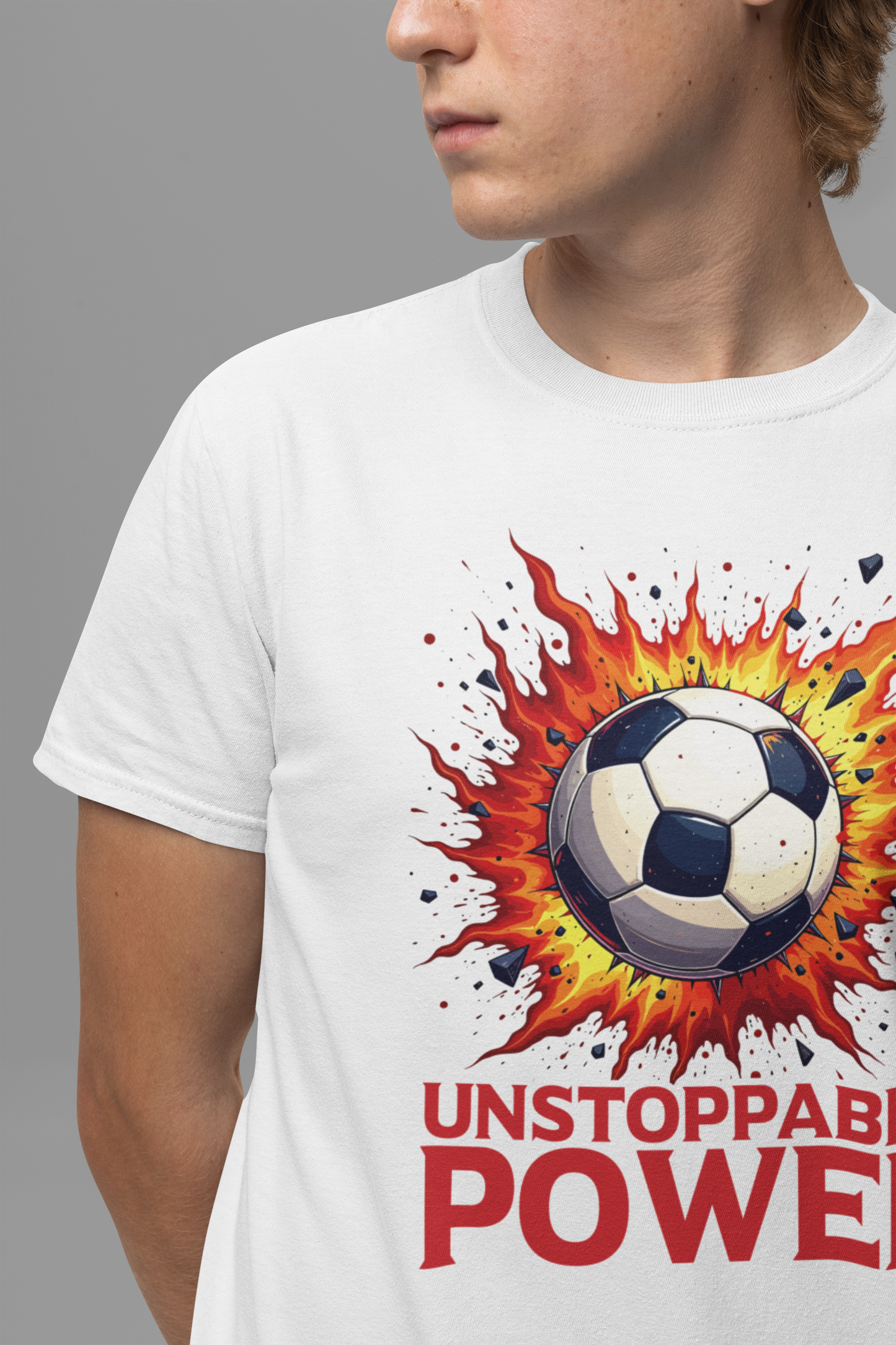 Goal Explosion Soccer Power Shot Flame Ball Scoring Moment T-Shirt
