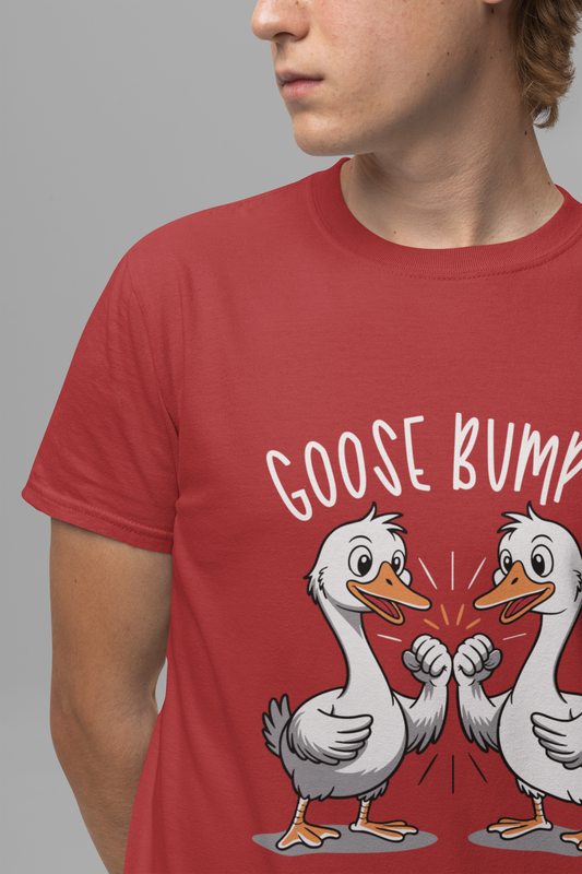 Goose Bumps T-Shirt – Funny Two Geese Fist Bump Cartoon Graphic Tee