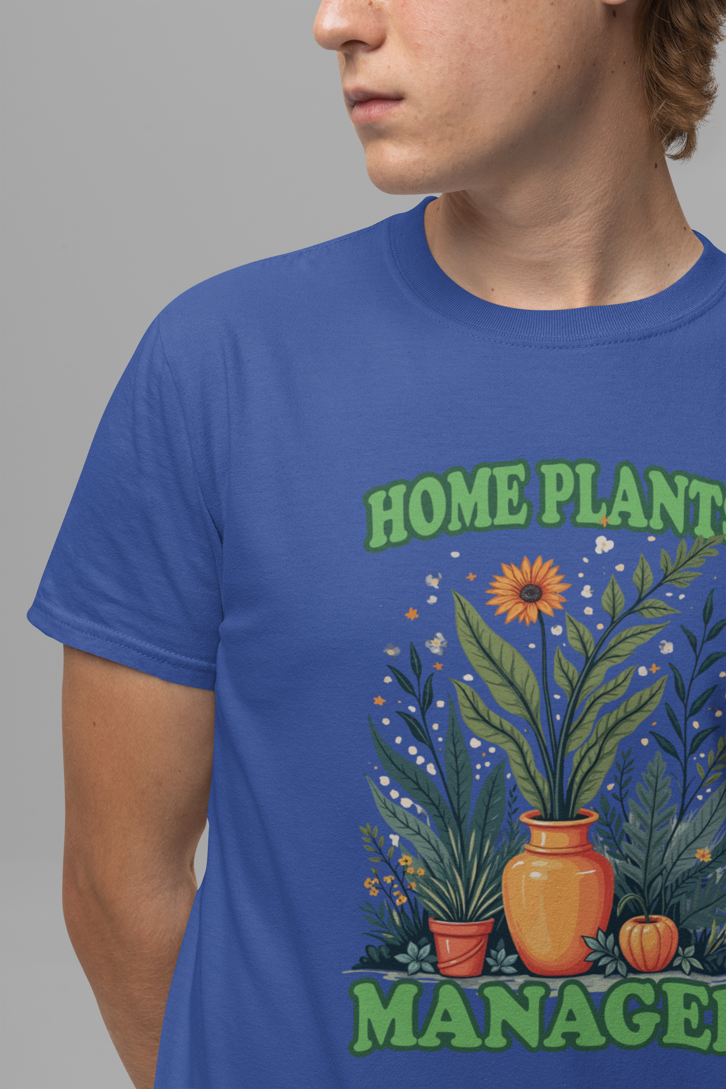Home Plants Manager Tshirt – Botanical Flower Pots Graphic