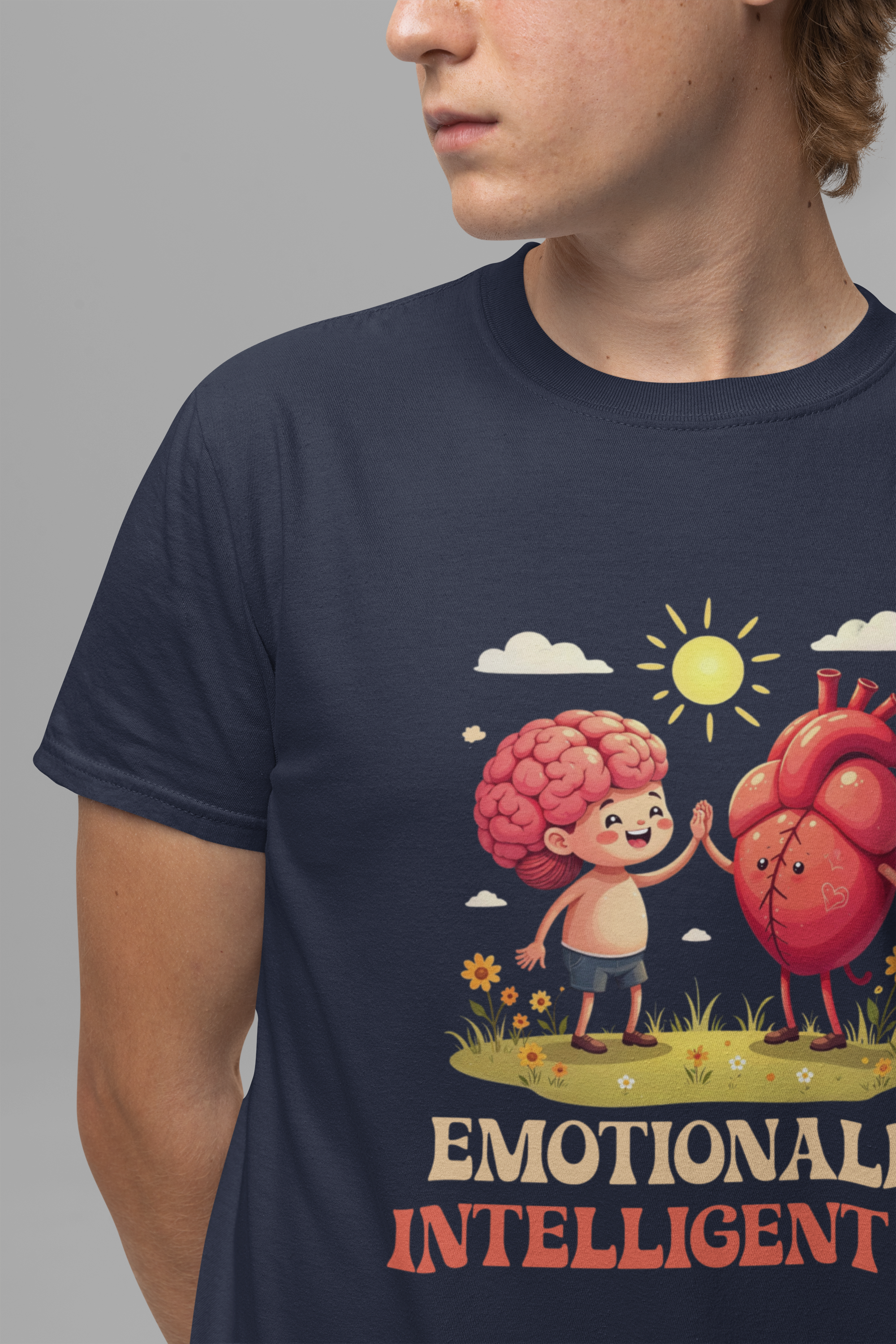 Emotionally Intelligent AF – Brain & Heart Hi-Five Graphic T-Shirt