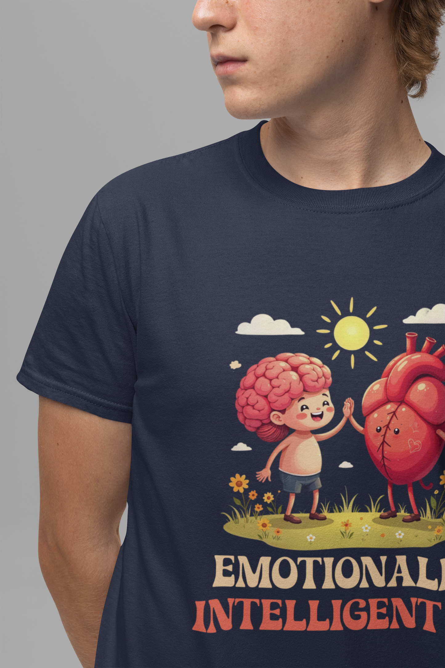 Emotionally Intelligent AF – Brain & Heart Hi-Five Graphic T-Shirt