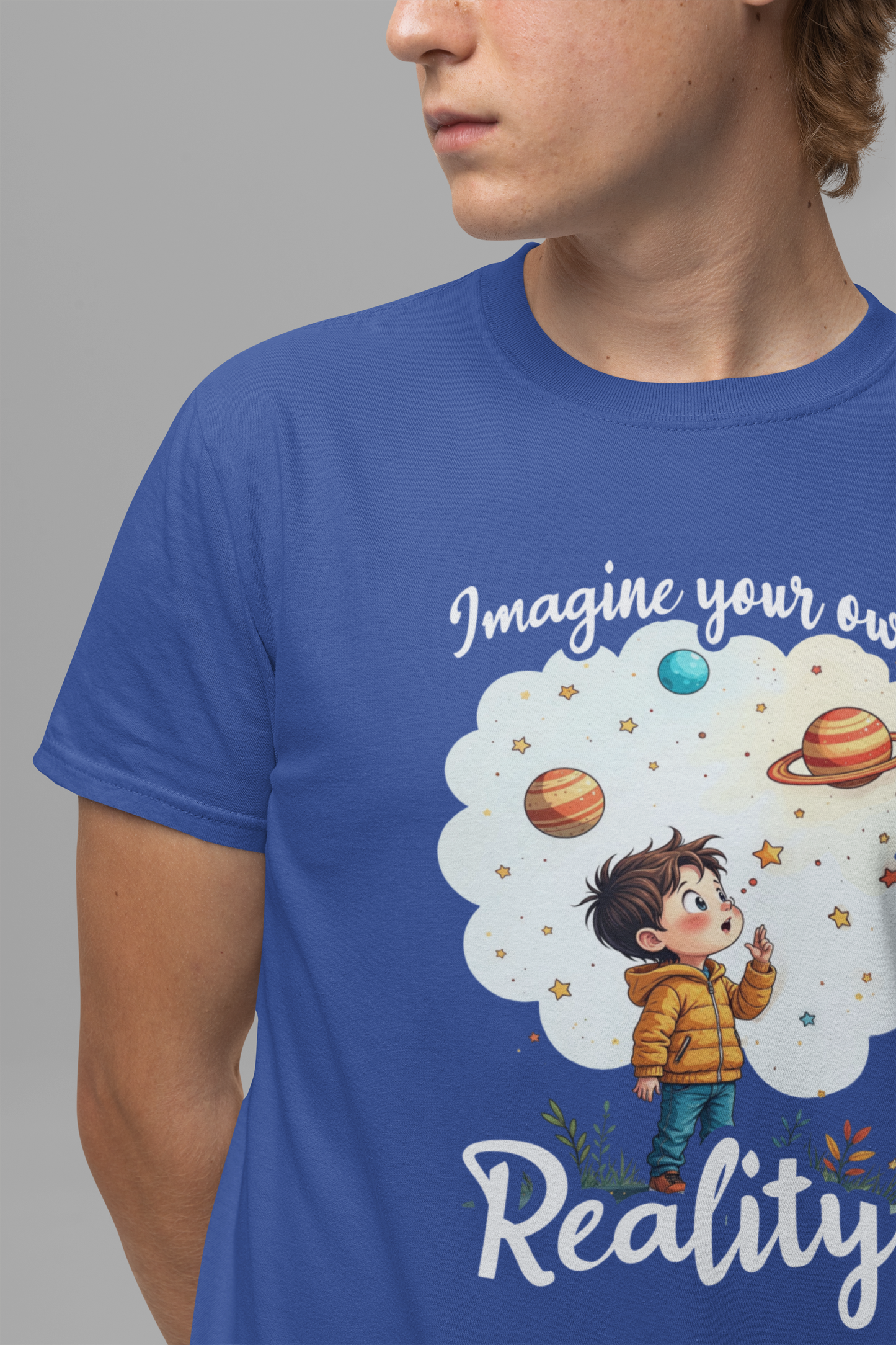 Digital Daydream - Imagine Your Own Reality – Toddler Dreaming Up Colorful Space Planets & Stars T-Shirt
