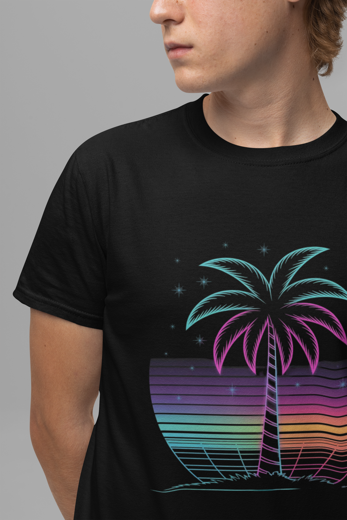 Tropical Nights Neon Lights – Glowing Beach Party Graphic T-Shirt