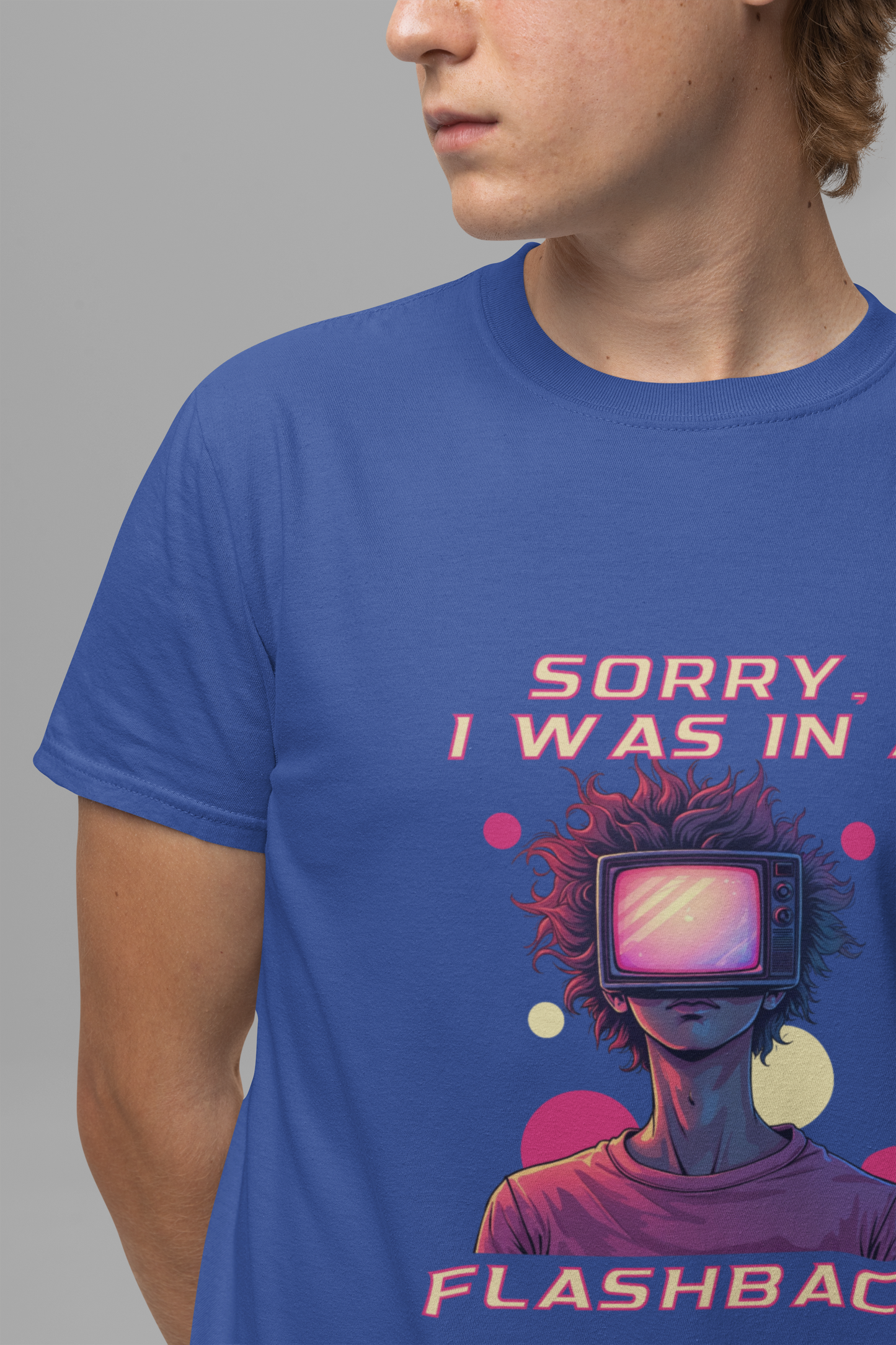 Sorry I Was in a Flashback – Retro TV Head Vintage Aesthetics and Nostalgic Vibes Graphic T-Shirt