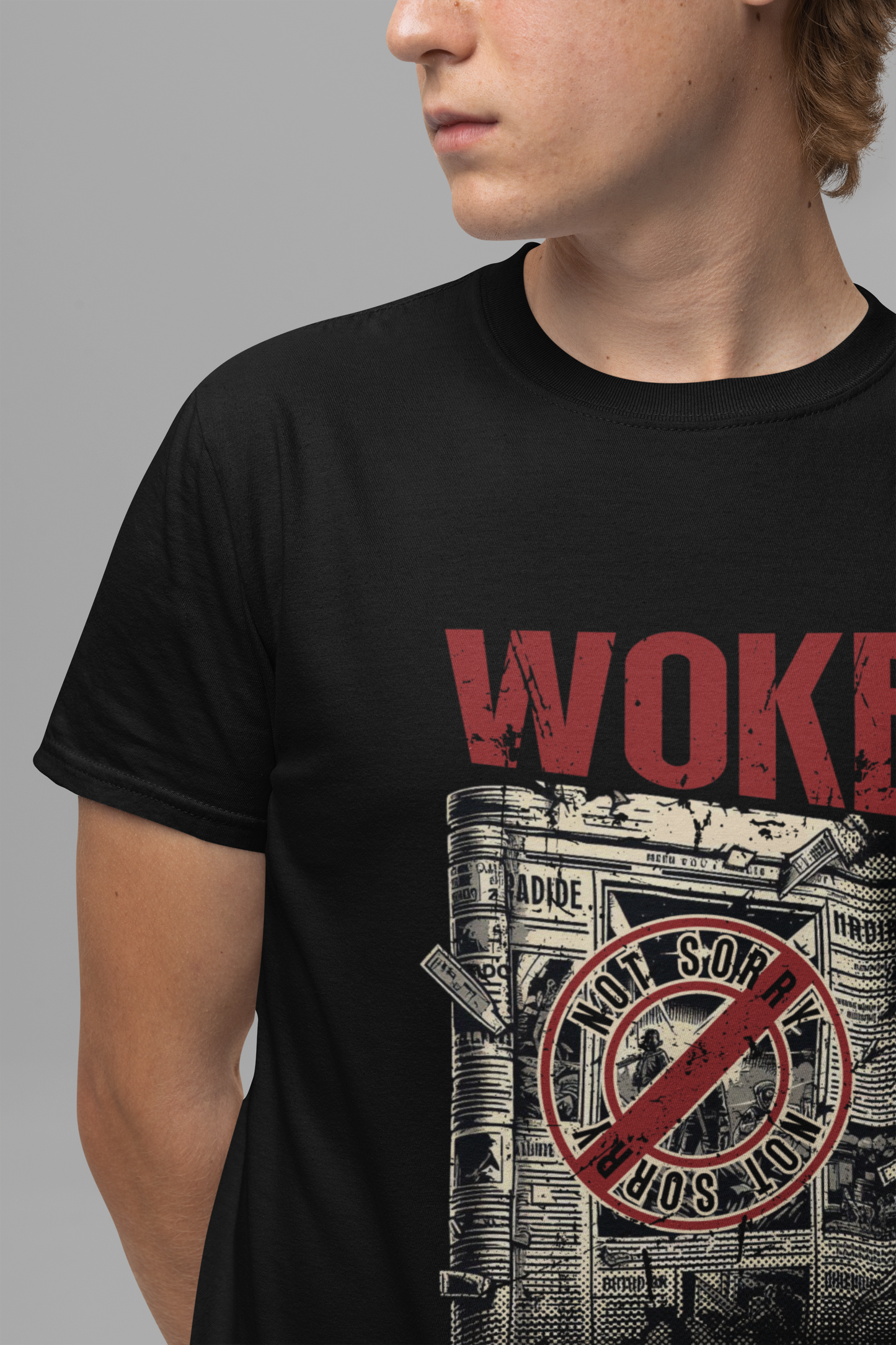 WOKE | Not Sorry Newspaper Graphic T-Shirt