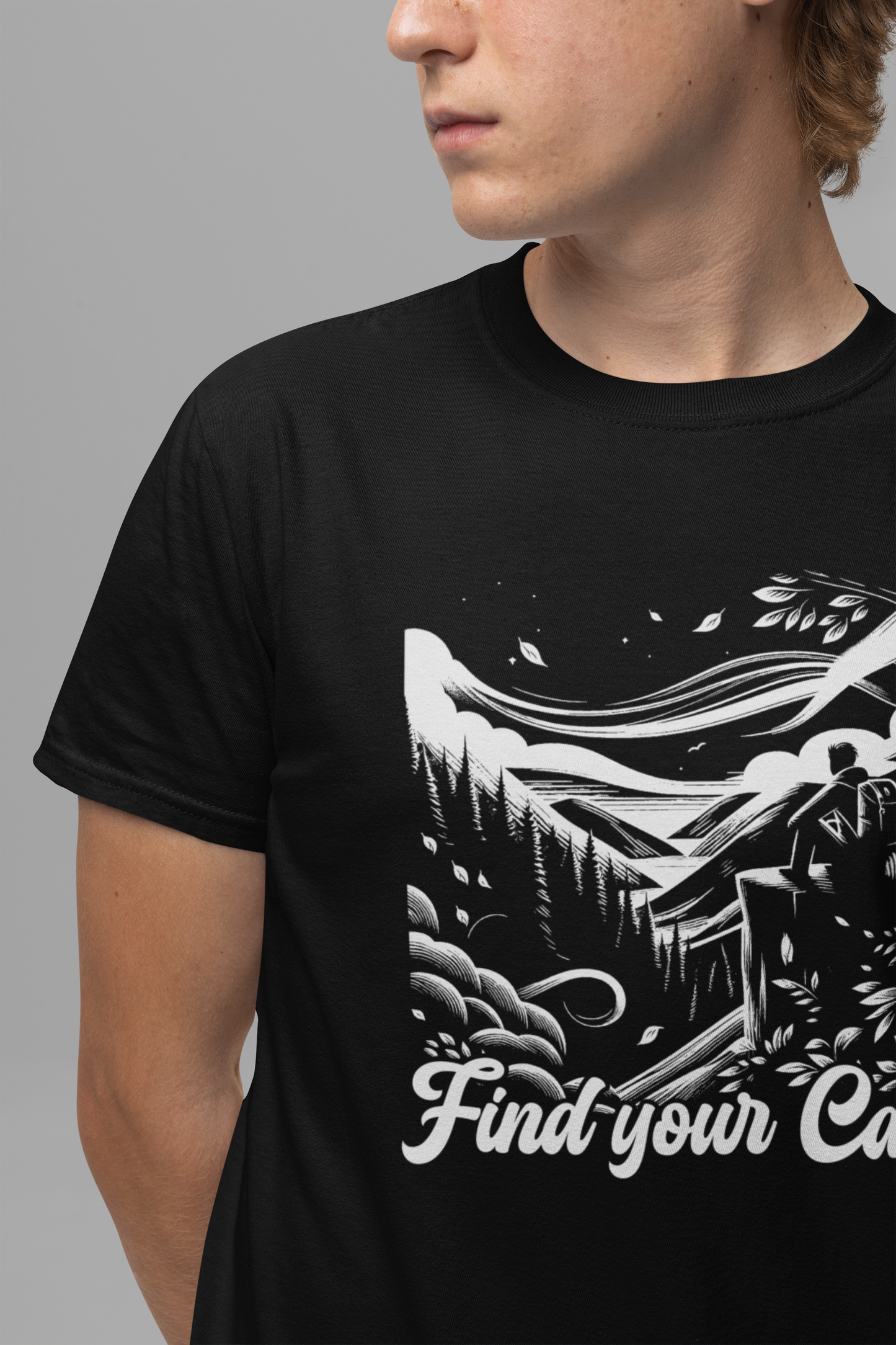 Breathe in the Wild Find Your Calm | Nature Reflection Graphic T-Shirt