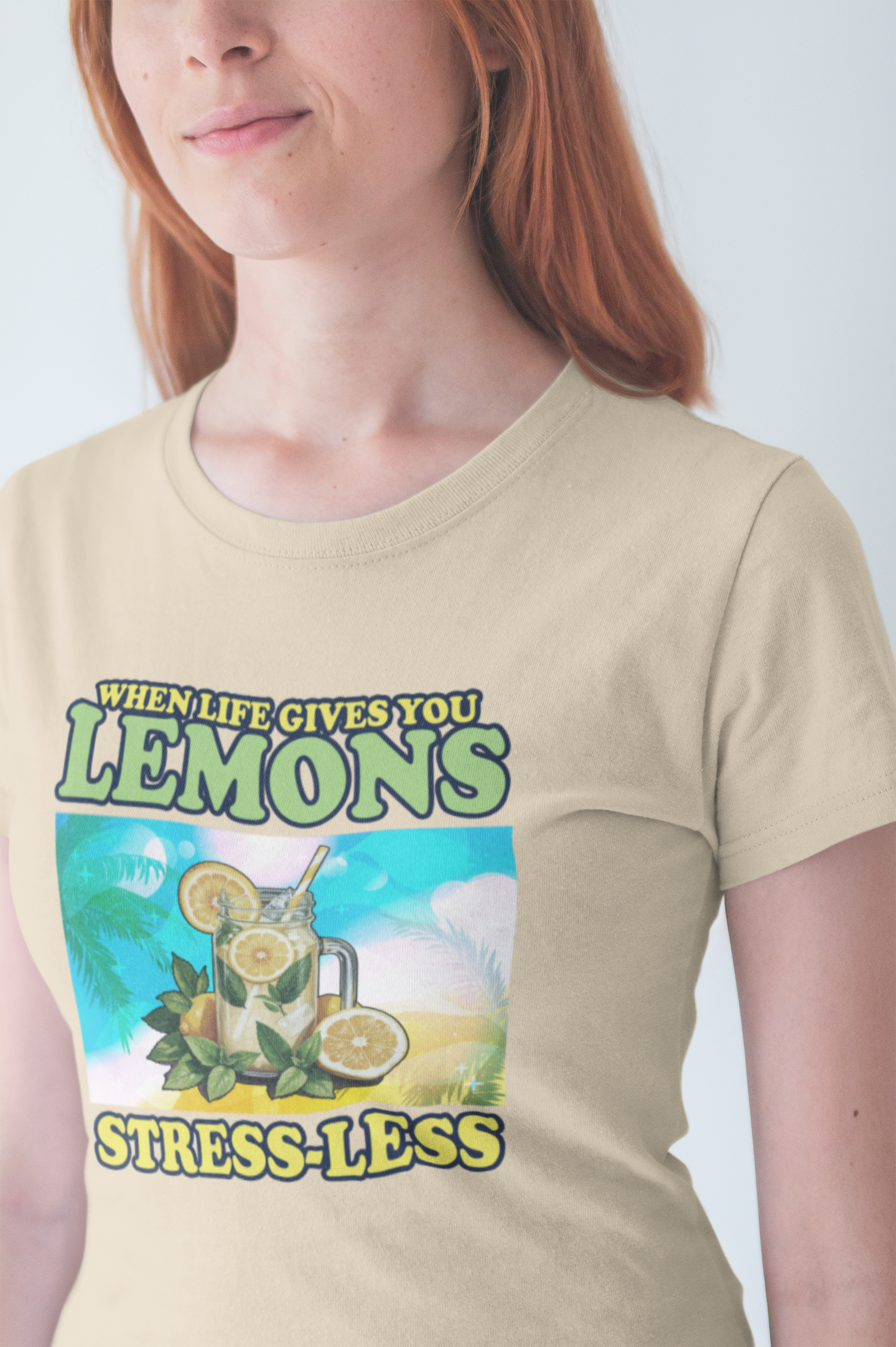 When Life Gives You Lemons Stress Less Sip More Tee, Lemonade Mood Shirt, Chill Vibes Graphic Tee, Positive Sip Top, Summer Relax Gift