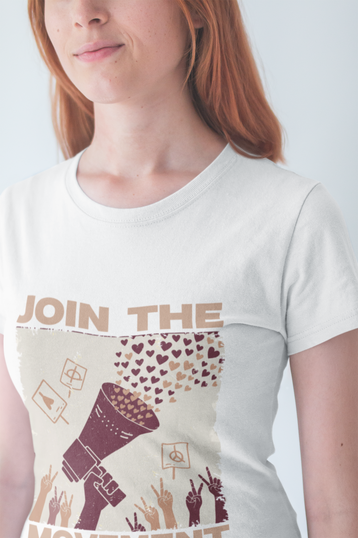 Join the Movement – Empowerment Speaker and Victory Hands Graphic T-Shirt
